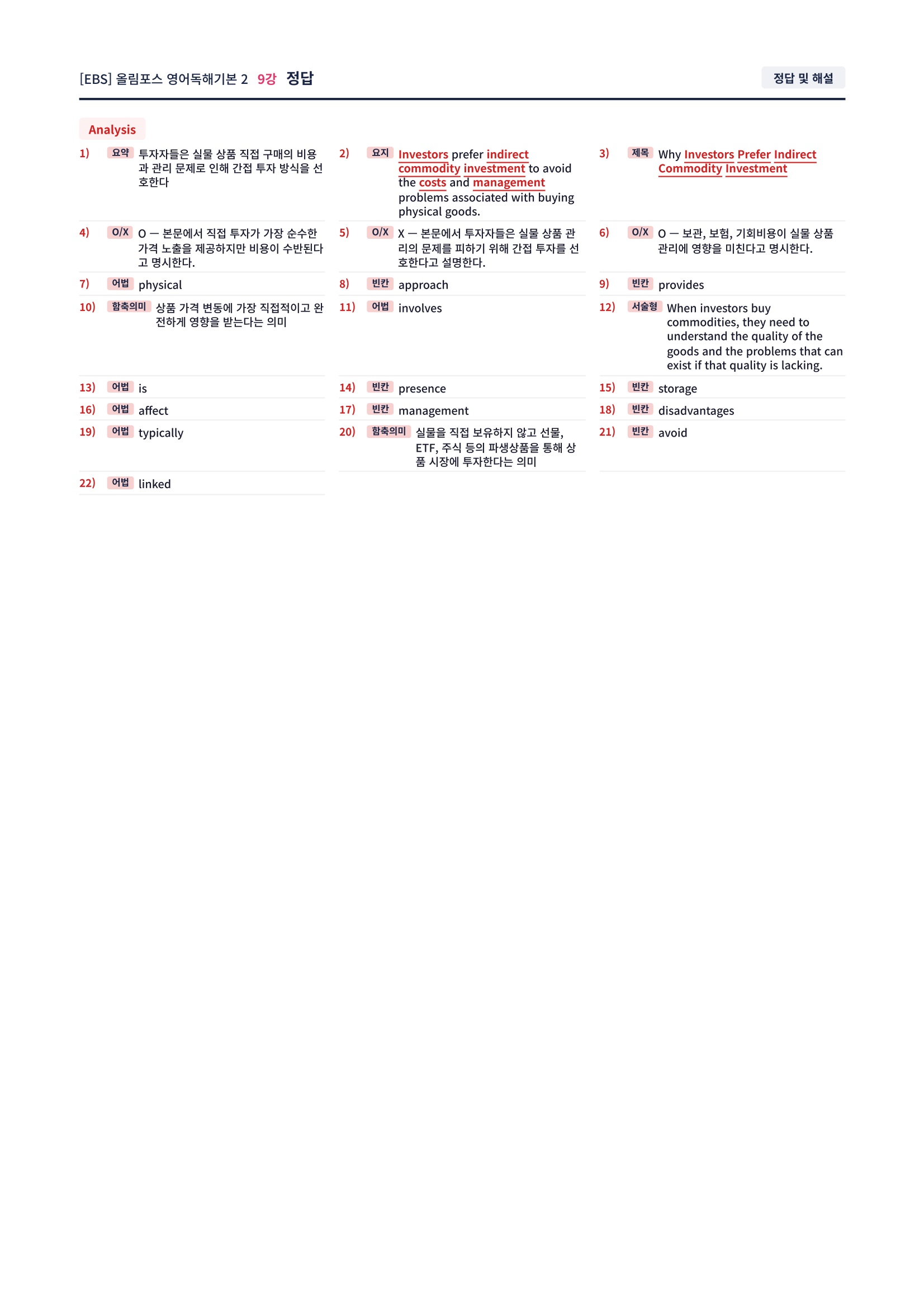 ❤️[9강]올림포스 영어독해기본 2 - 직전보강+삽화+통합문제❤️