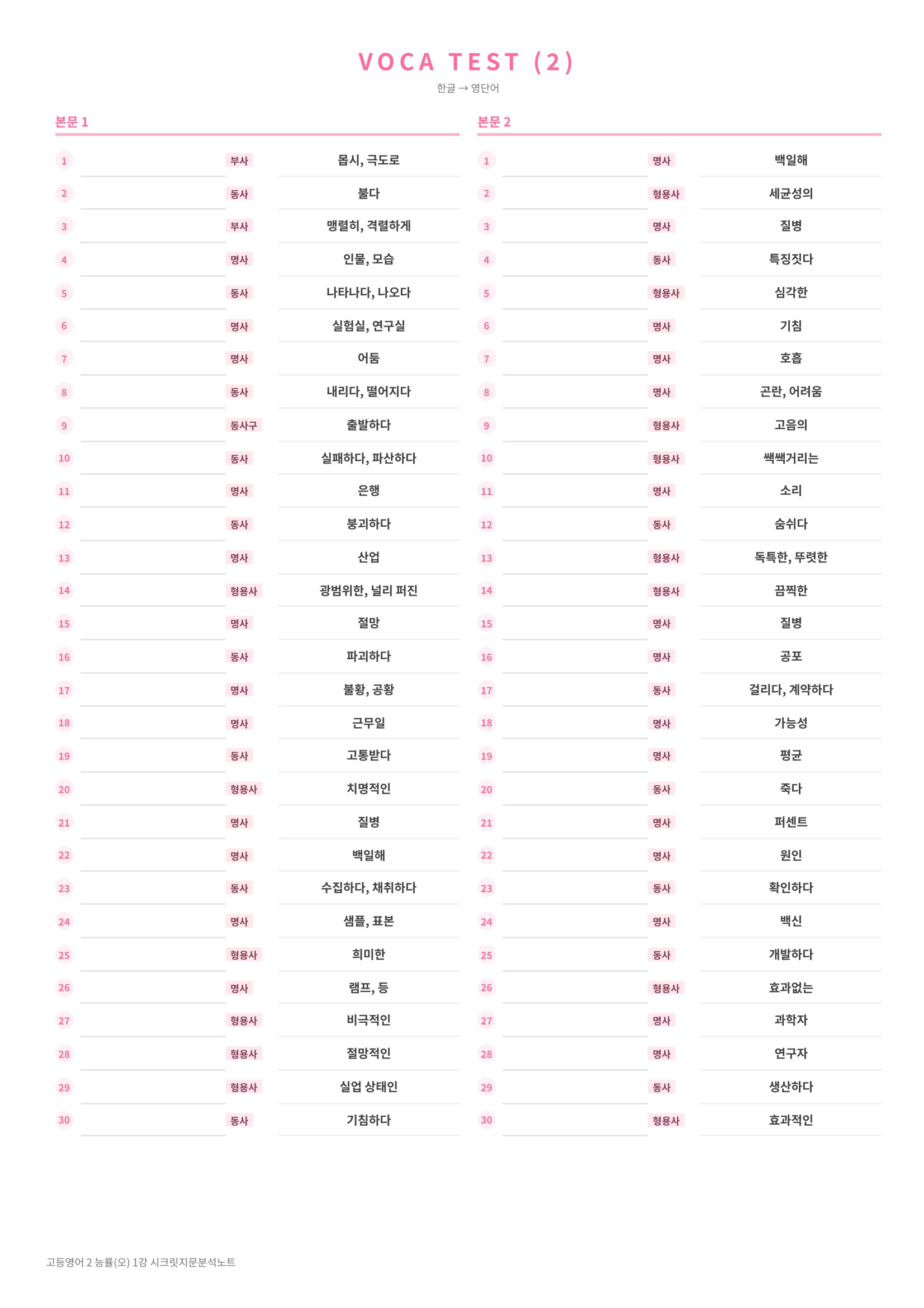 ❤️[1강] 고등영어 2 능률(오) [지문분석+단어장+파이널체크]❤️