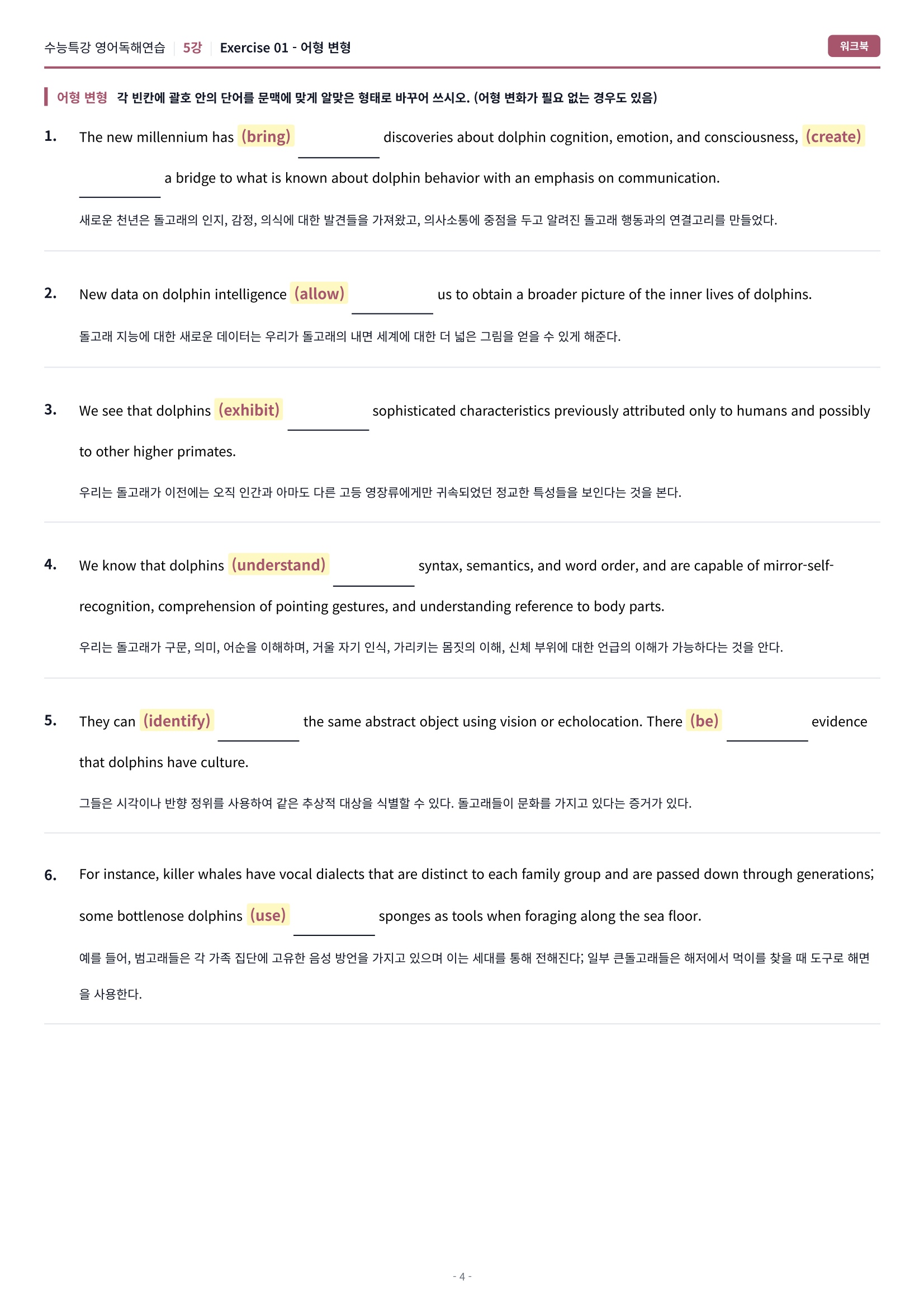 🩷[5강] 워크북 [2027 수능특강 영어독해연습]🩷