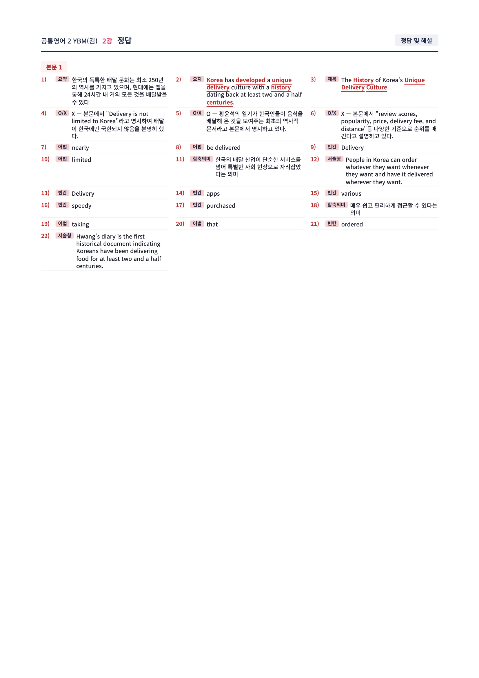 ❤️[2강] 공통영어 2 YBM(김) 직전보강+삽화+통합문제]❤️