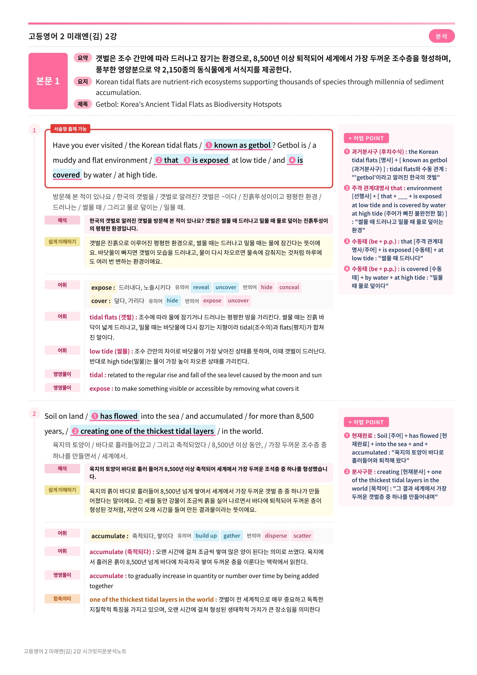 ❤️(고등영어 2) [2강] 미래엔(김) [지문분석+단어장+파이널체크]❤️ 복제
