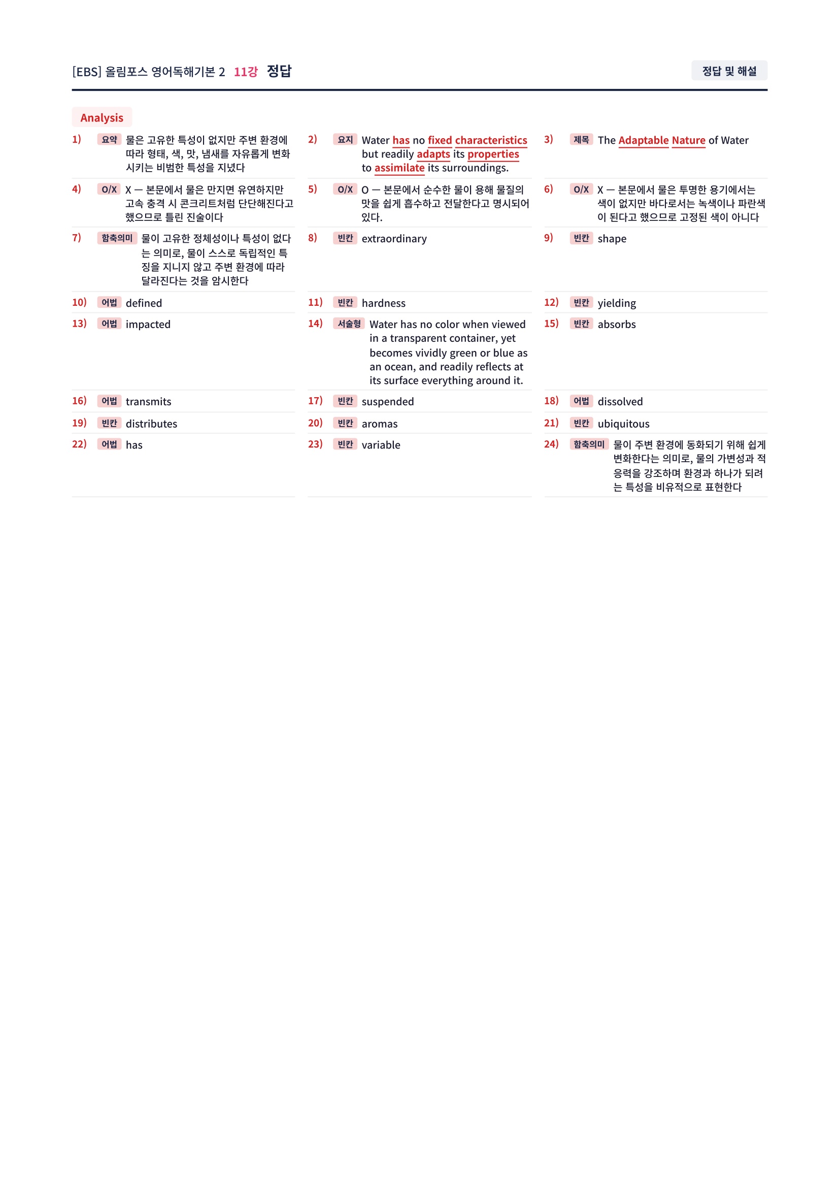 ❤️[11강]올림포스 영어독해기본 2 - 직전보강+삽화+통합문제❤️
