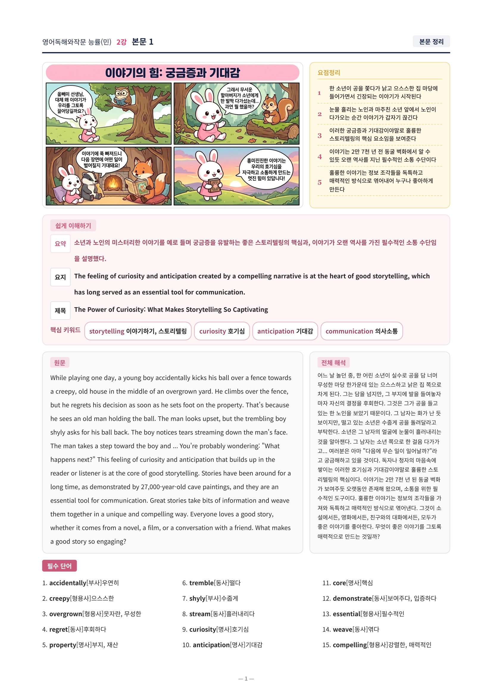 ❤️[2강] 영어독해와작문 능률(민) 직전보강+삽화+통합문제❤️
