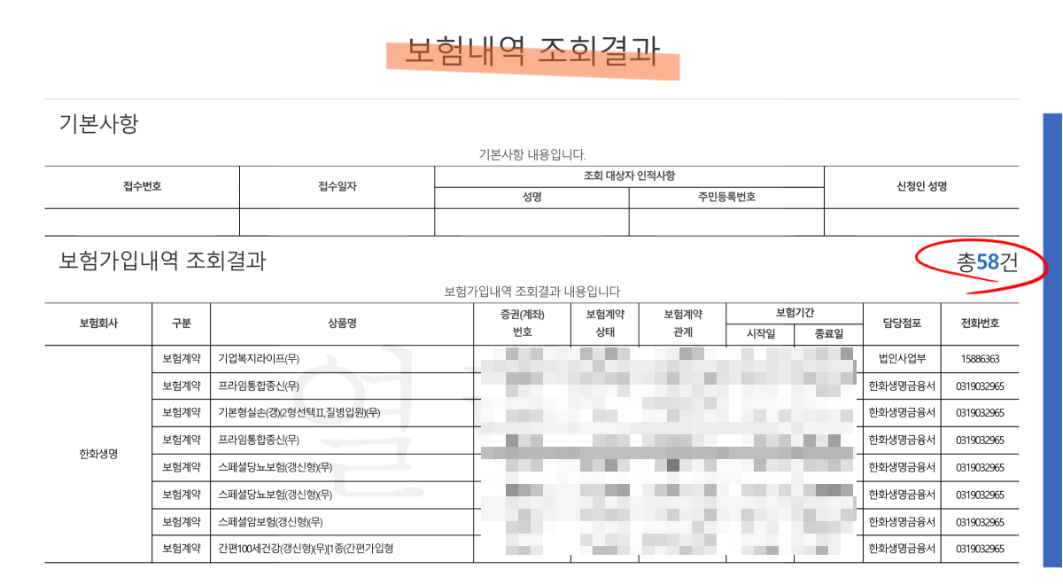 고양시개인회생 보험내역