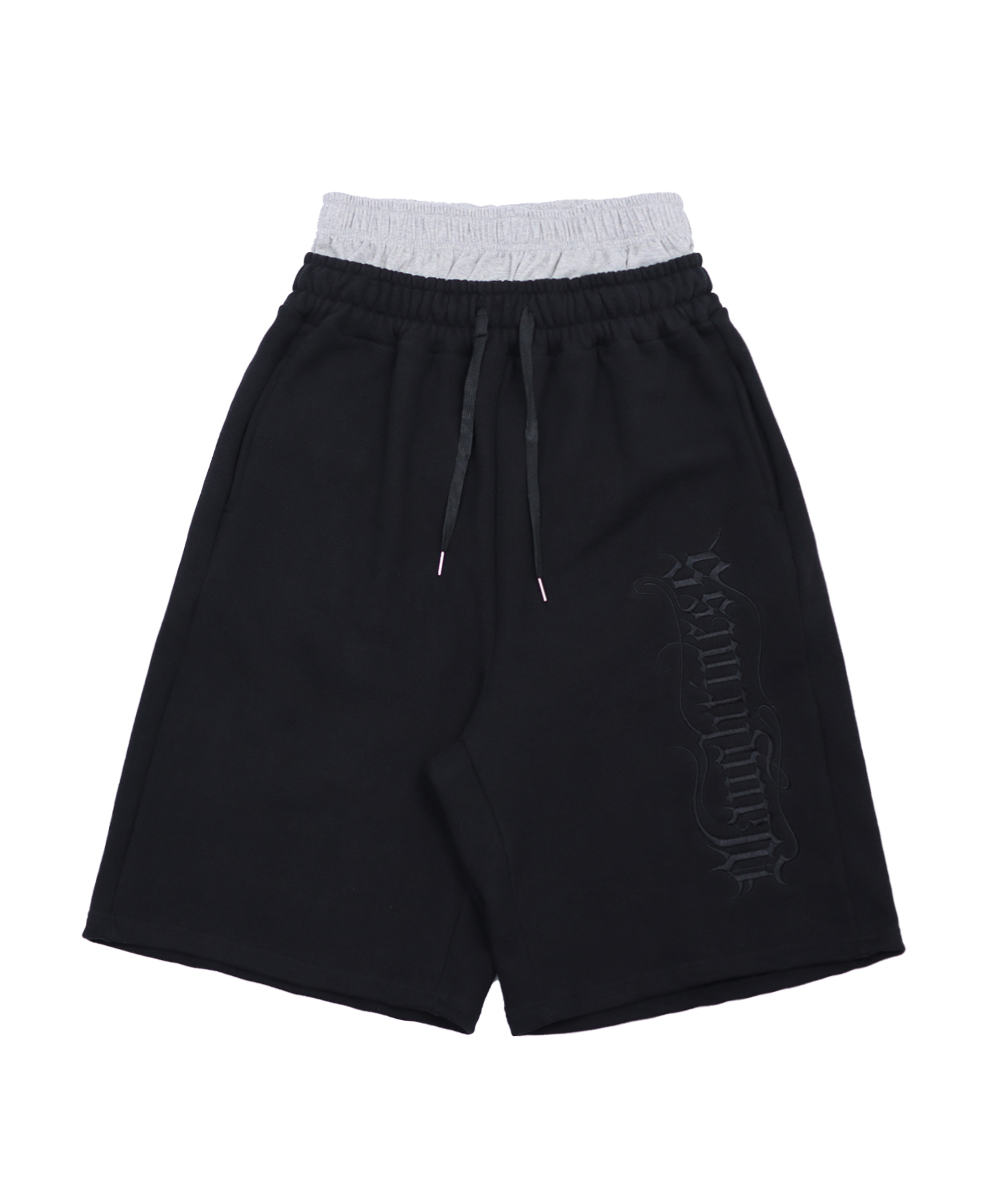 NAUGHTINESS LAYERD HALF PANTS BLACK