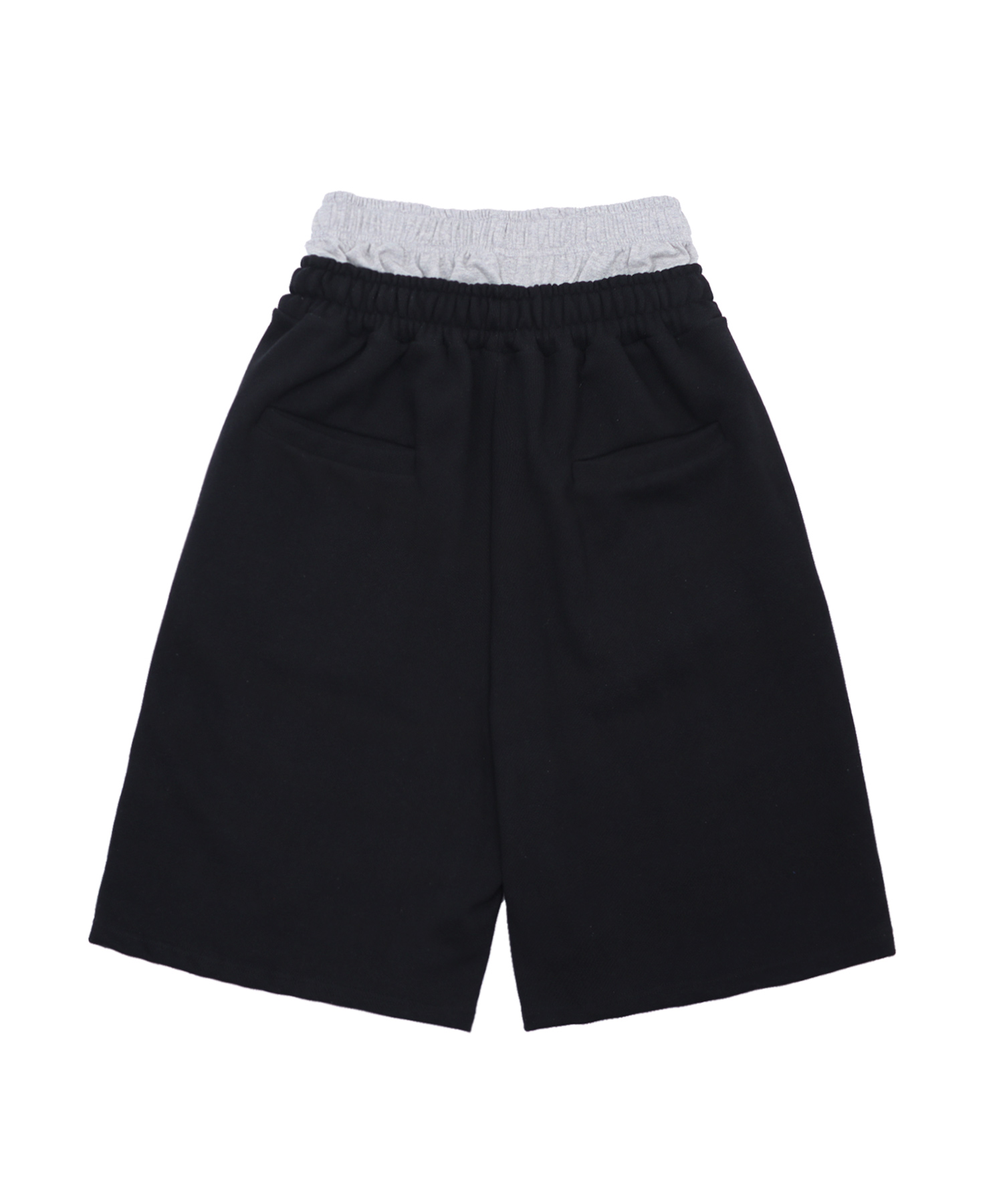 NAUGHTINESS LAYERD HALF PANTS BLACK