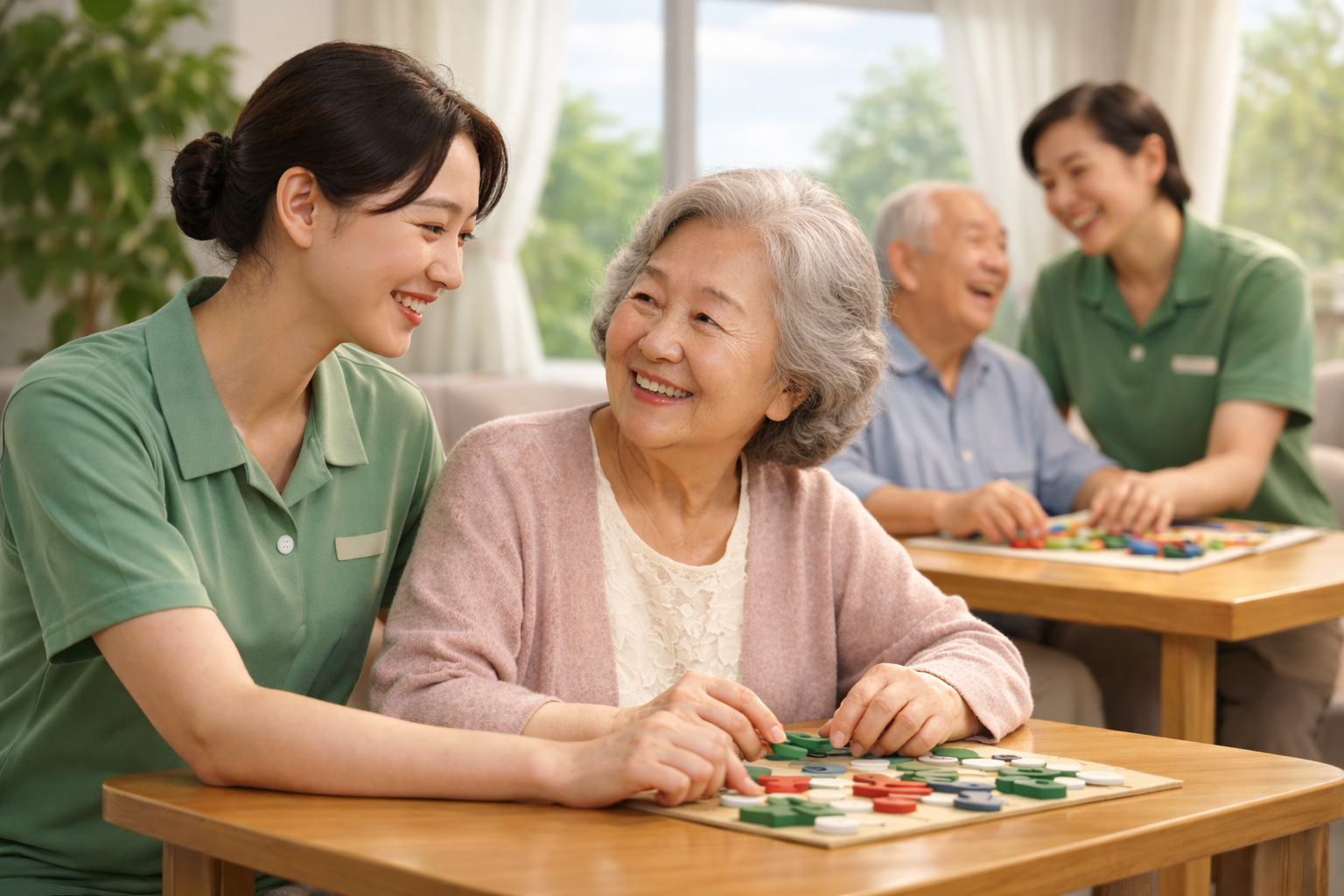 더수원 주간보호 직원과 어르신의 돌봄 모습