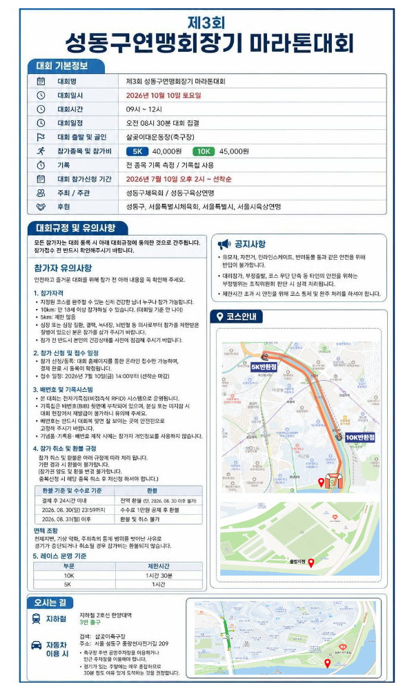 제3회 성동구연맹회장기 마라톤대회 초청