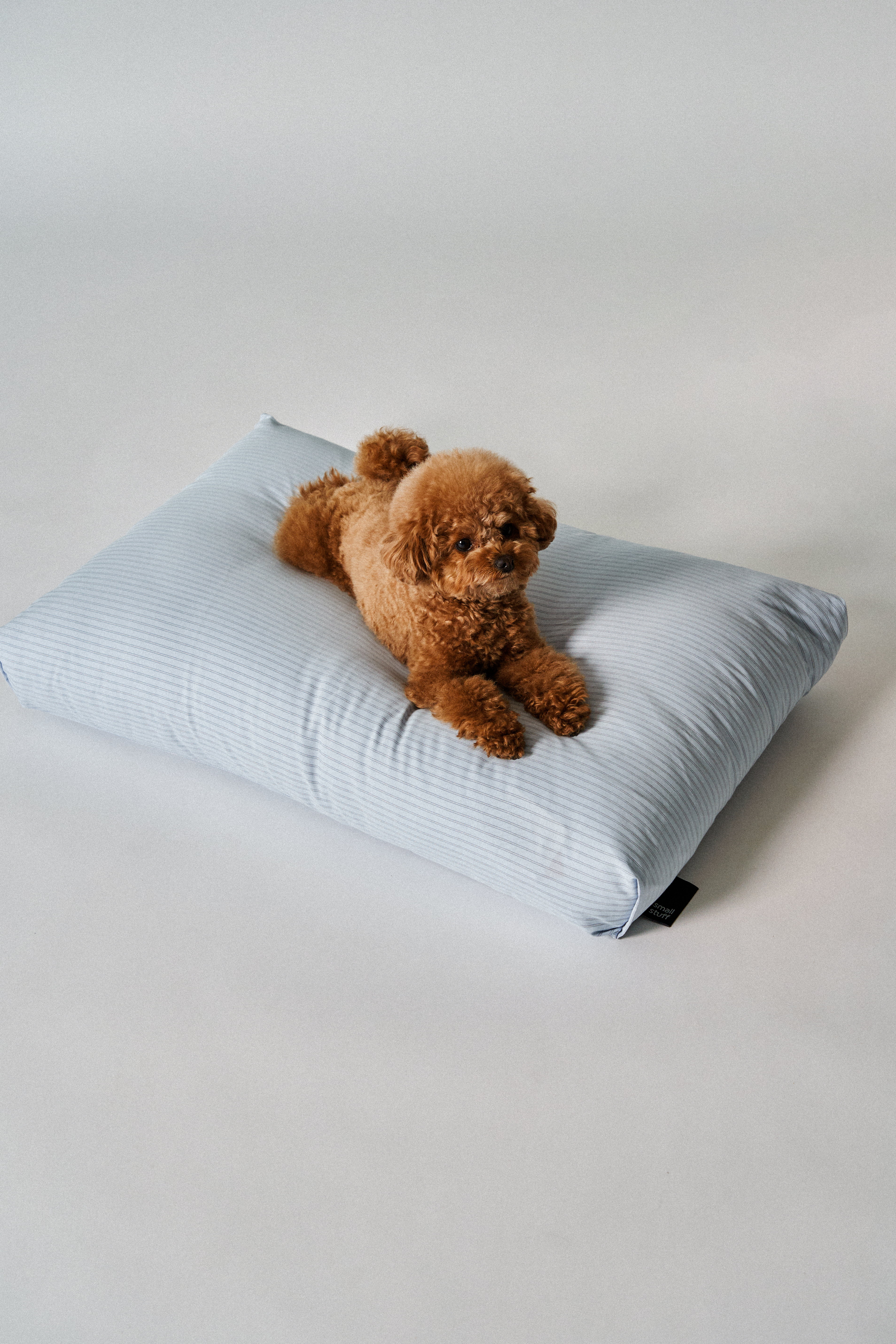 Rest bed striped Mist blue
