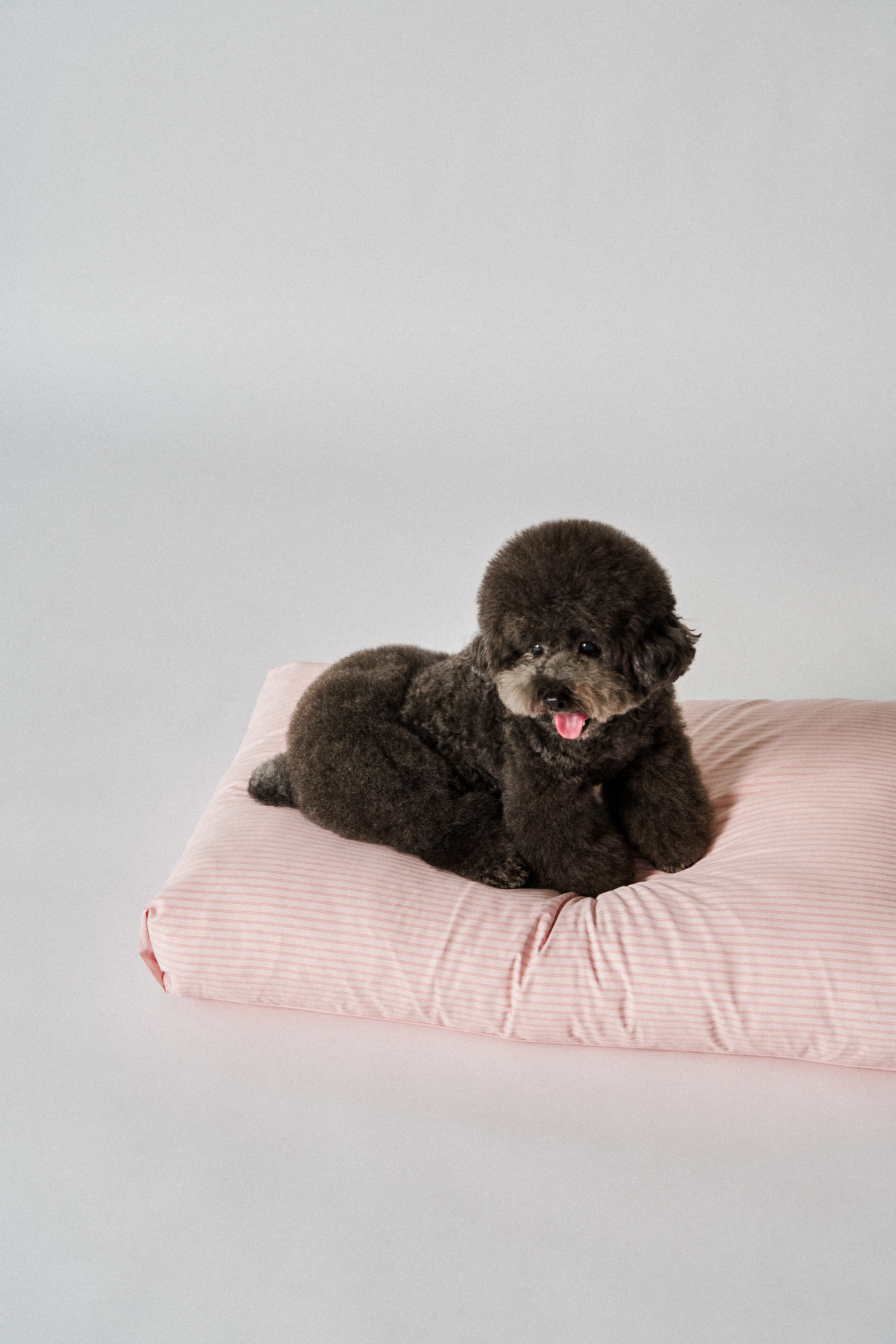 Rest bed striped Pale pink