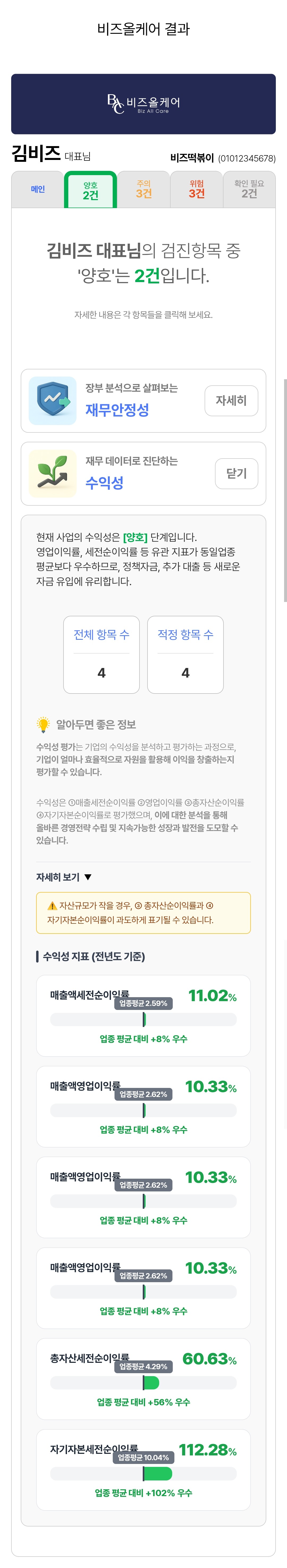 수익성 상세 화면
