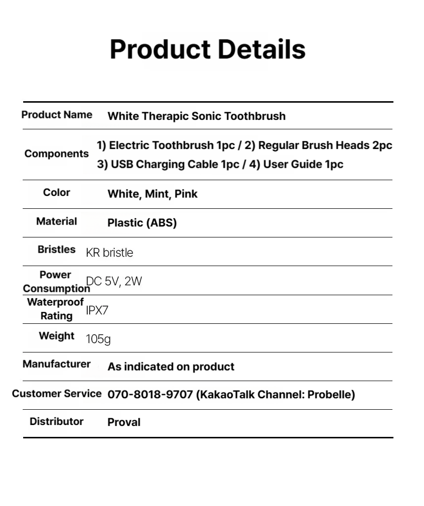 PROVAL White Therapic Electric Toothbrush