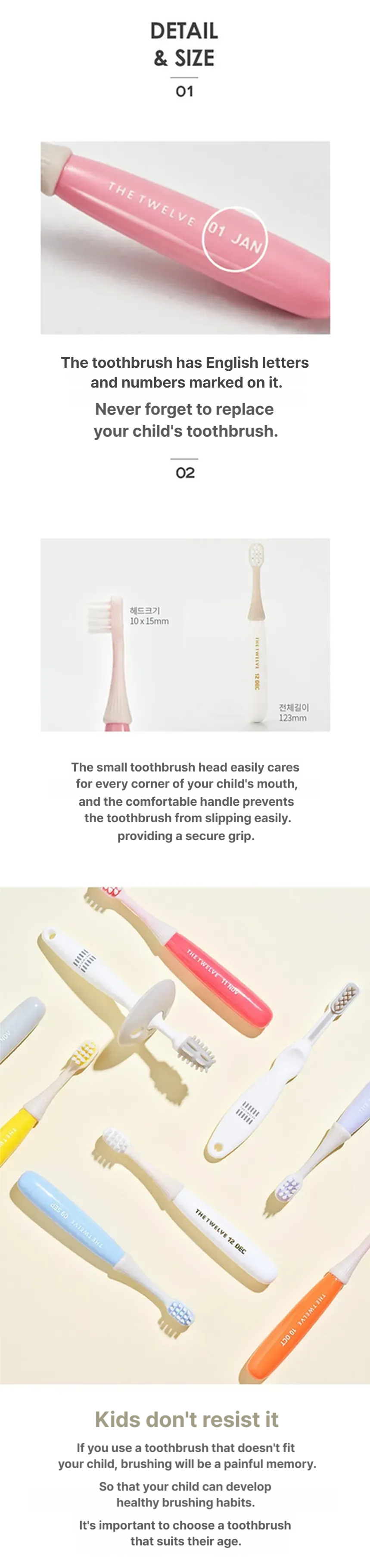Thetwelve Step2 Todler Baby Toothbrush 12P Pastel