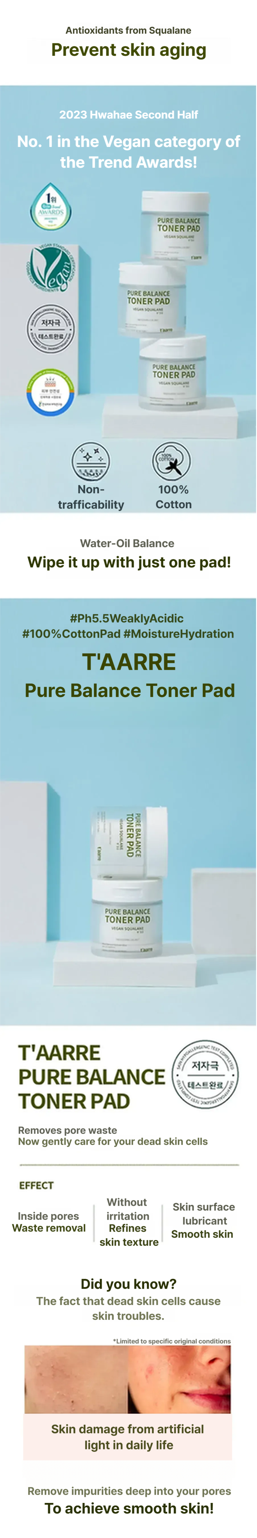 Taarre Pure Balance Toner Pad 150ml