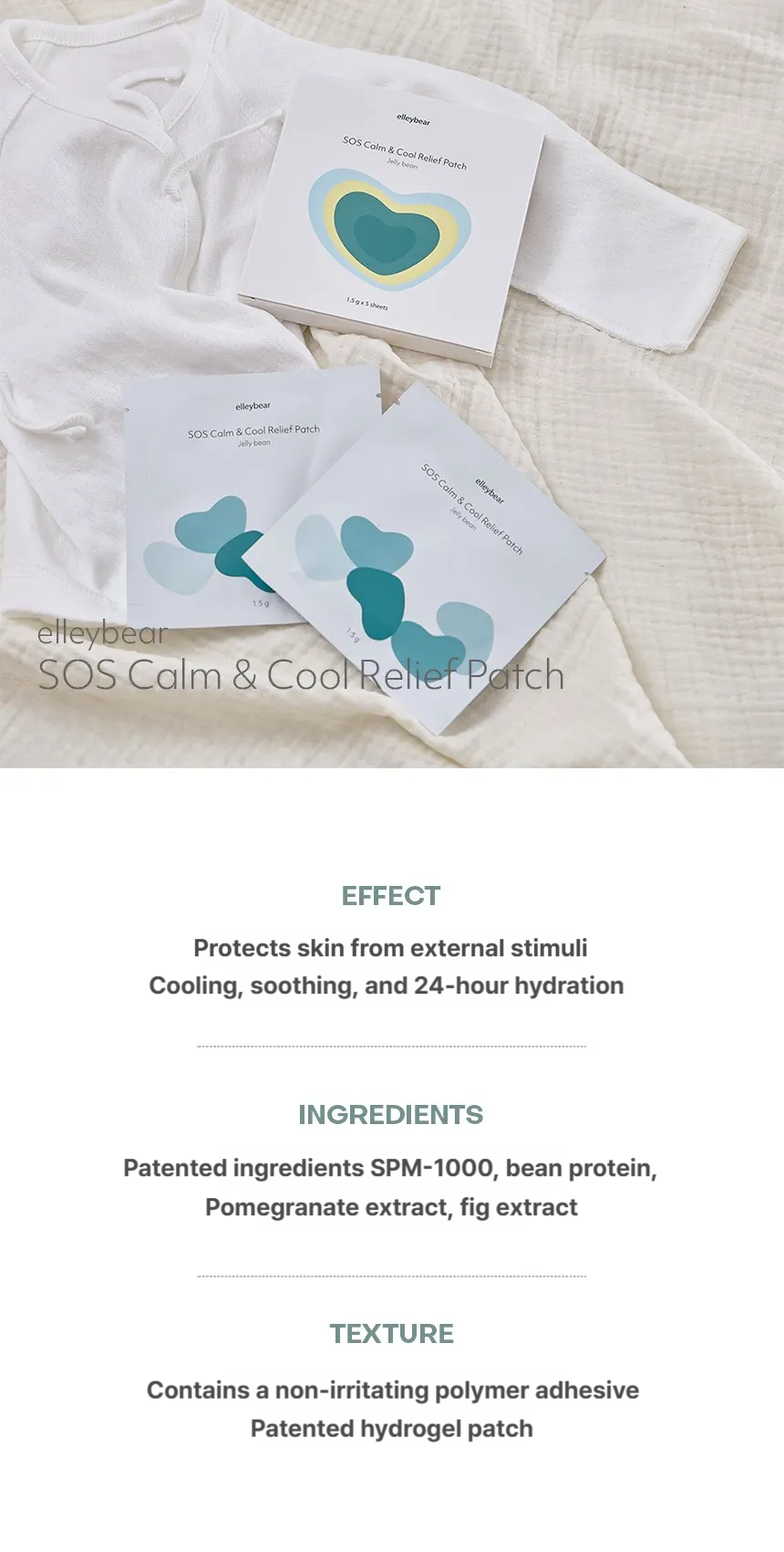 ELLEYBEAR SOS Calm & Cool Relief Patch 5-Pack (Jelly Bean)