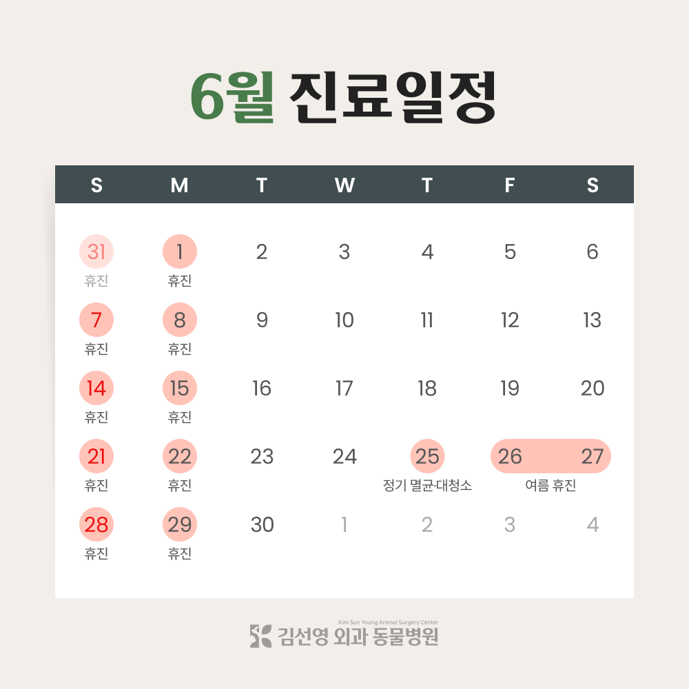 2026년 6월 진료일정 안내
