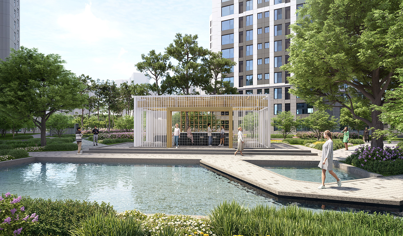 에코델타시티 푸르지오 트레파크 아파트 단지내 조경