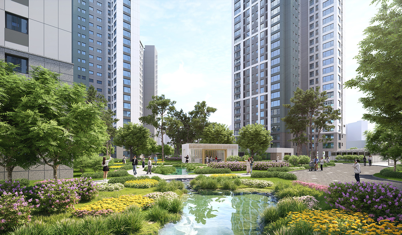 에코델타시티 푸르지오 트레파크 조경 안내 이미지