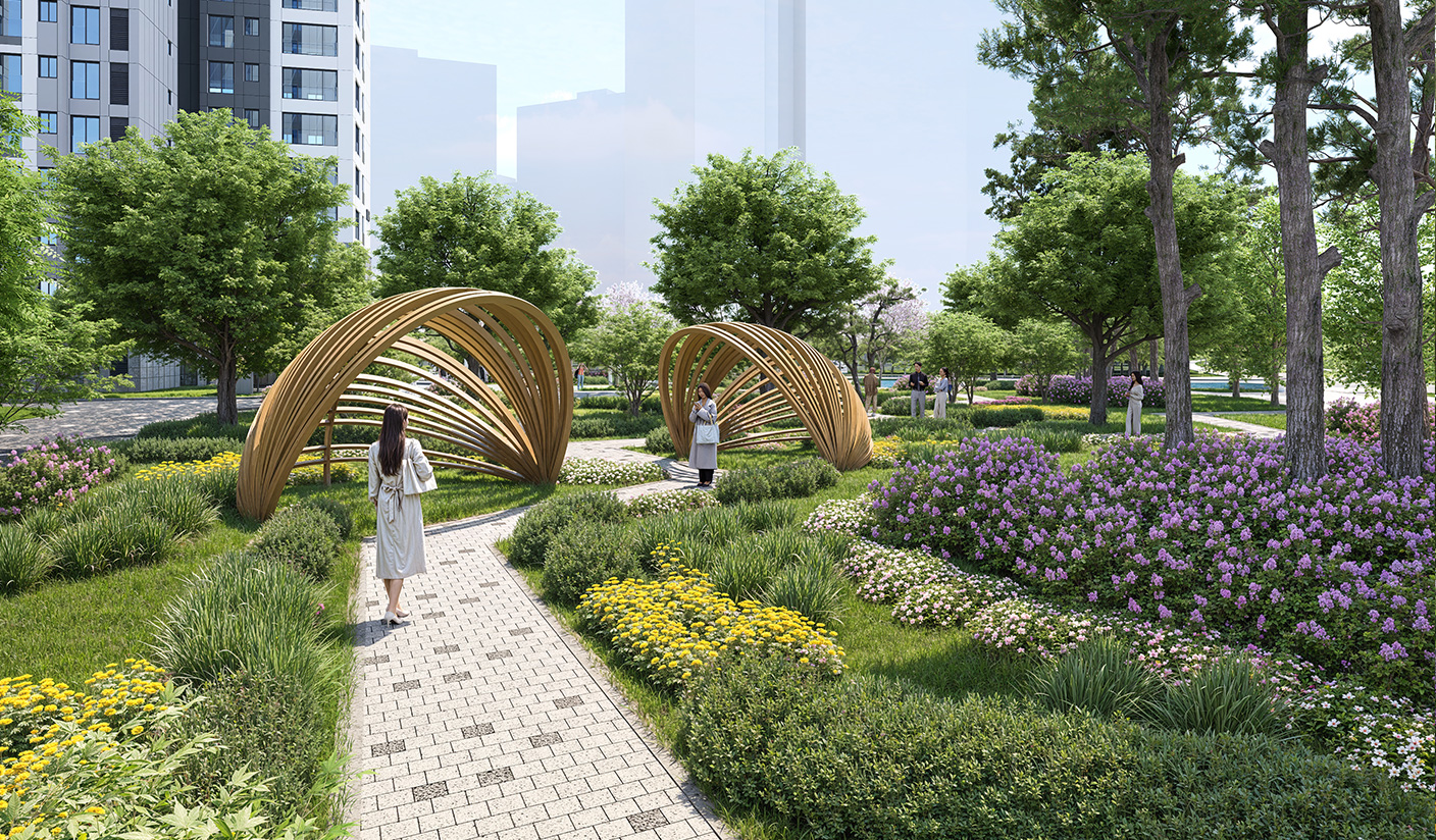 에코델타시티 푸르지오 트레파크 아파트 내부 단지 조경