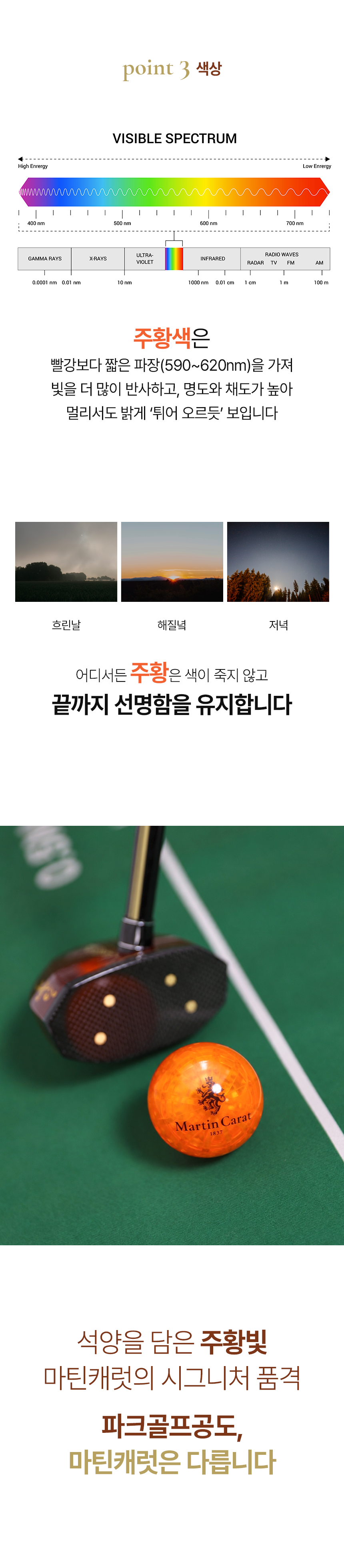 마틴캐럿 LED 야광 시그니처 선셋 오렌지 파크골프공