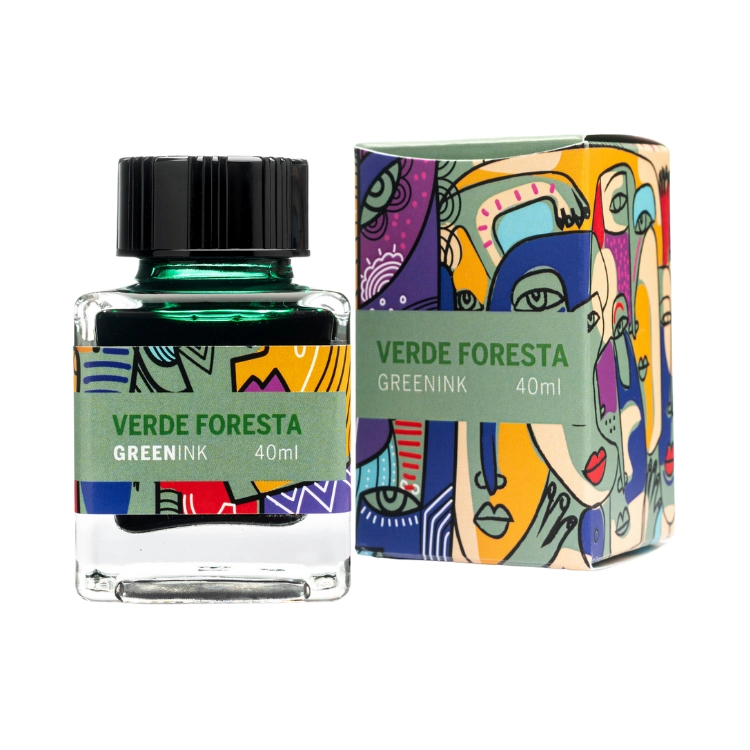 레오나르도 오피치나 이탈리아나 병 잉크 그린 (40ml) 보틀과 패키지