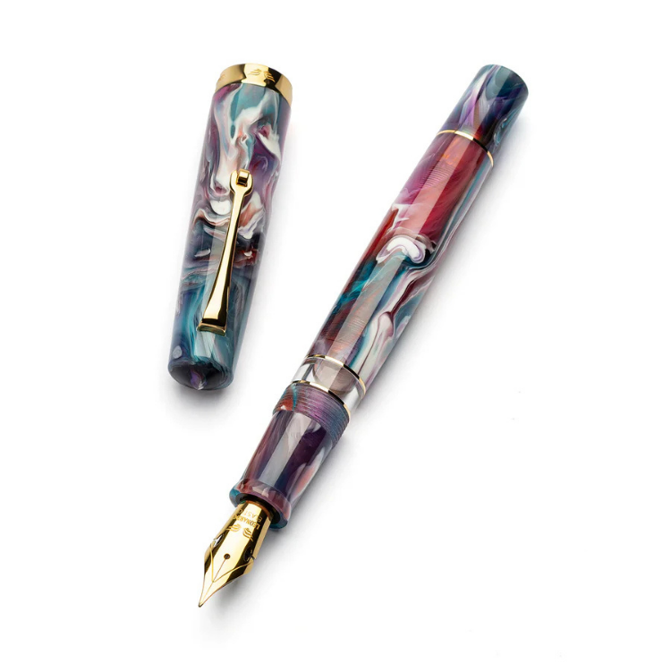 Yellow gold trim Momento Magico Primary Manipulation 1 Lite fountain pen opened