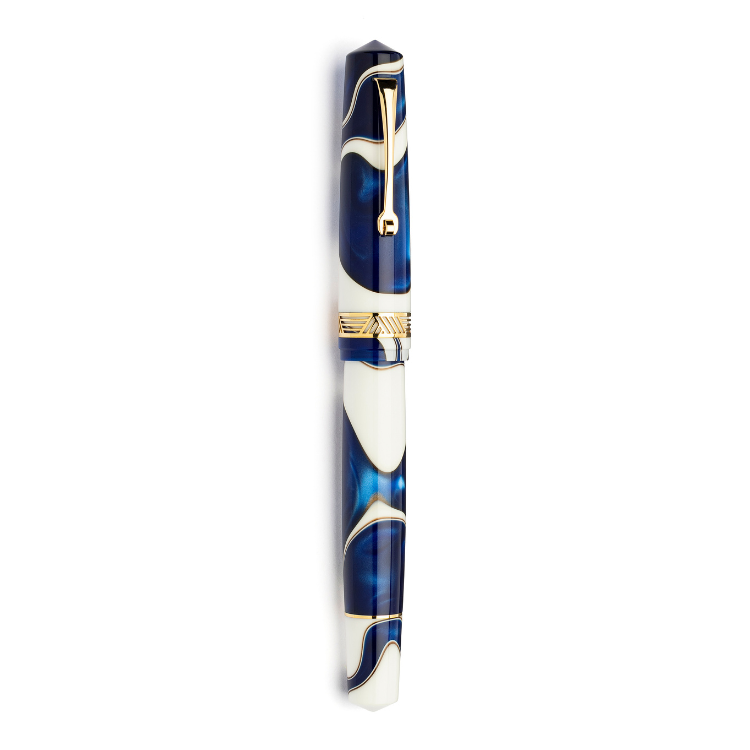 Yellow gold trim Momento Magico Blue Wave fountain pen