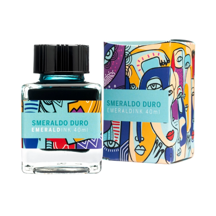 레오나르도 오피치나 이탈리아나 병 잉크 에메랄드 (40ml) 보틀과 패키지