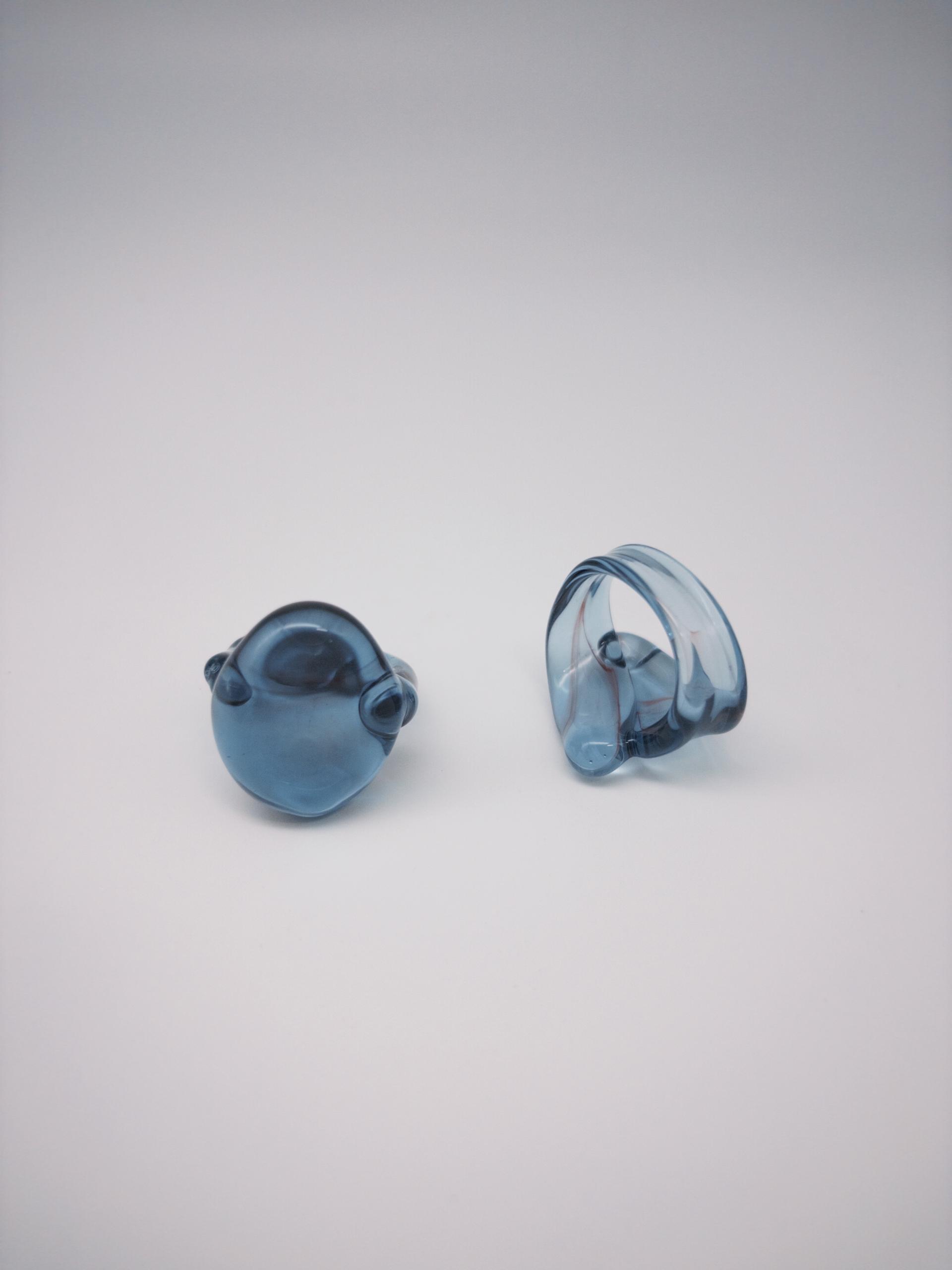 Mass Cyan Pebble Ring