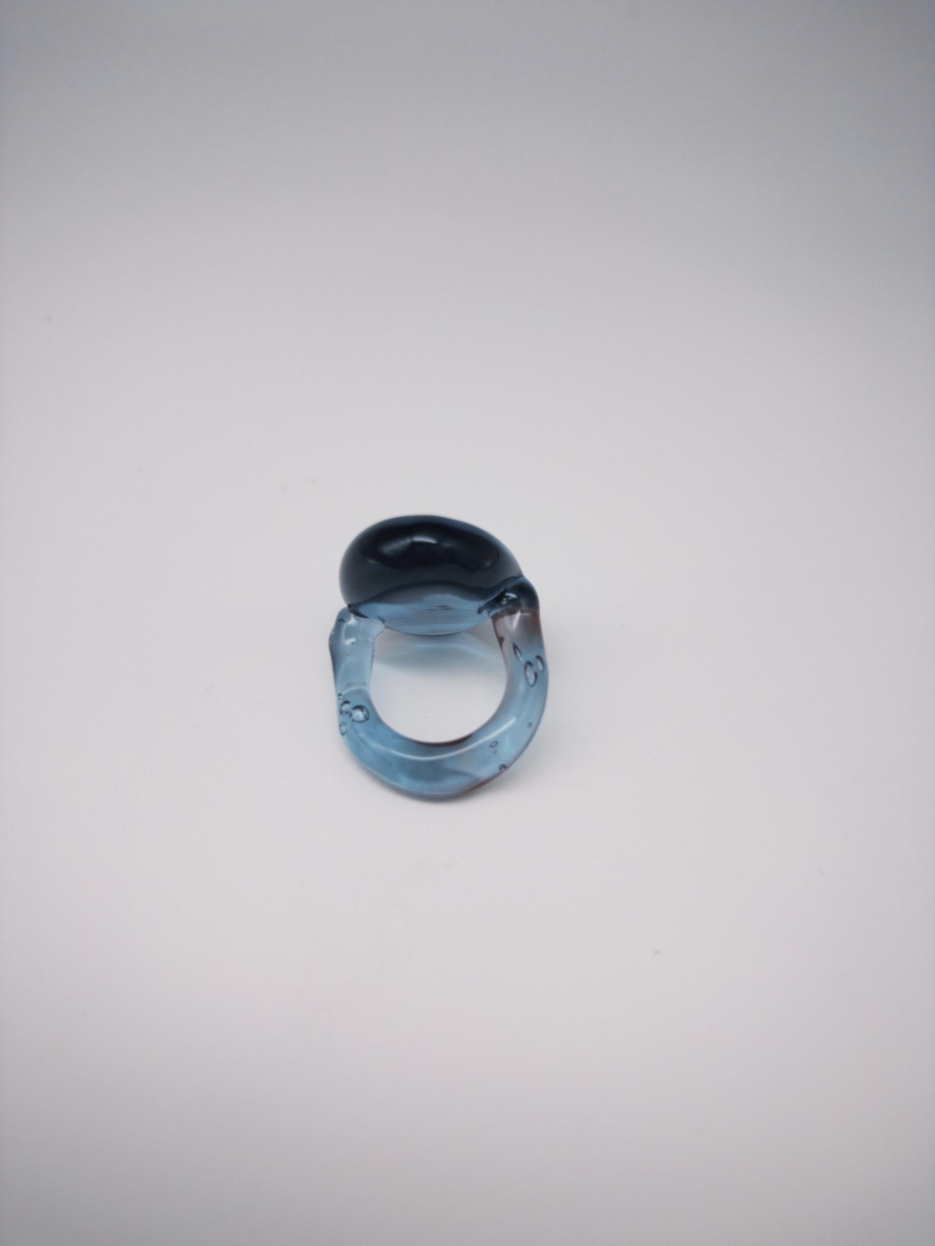 Mass Cyan Pebble Ring