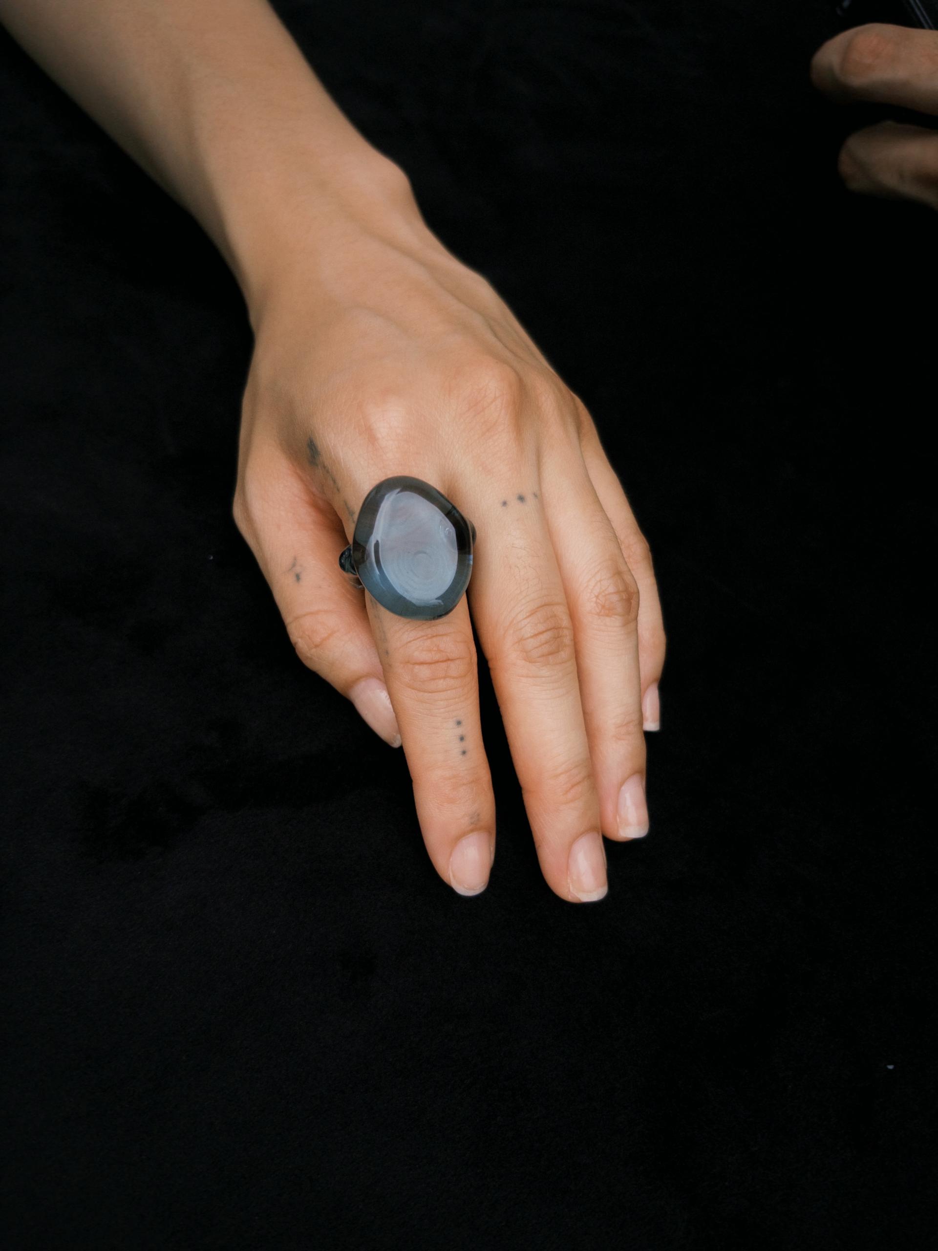 Mass Cyan Pebble Ring