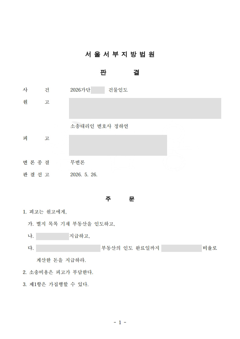 상가 월세 연체 명도소송 3개월 승소 판결문