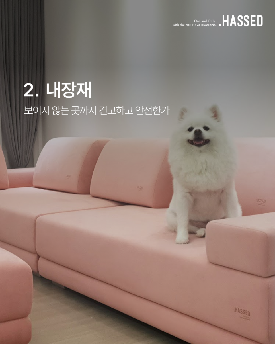 반려동물이 뛰어놀아도 형태를 유지하는 헷세드 소파의 고밀도 내장재 구조