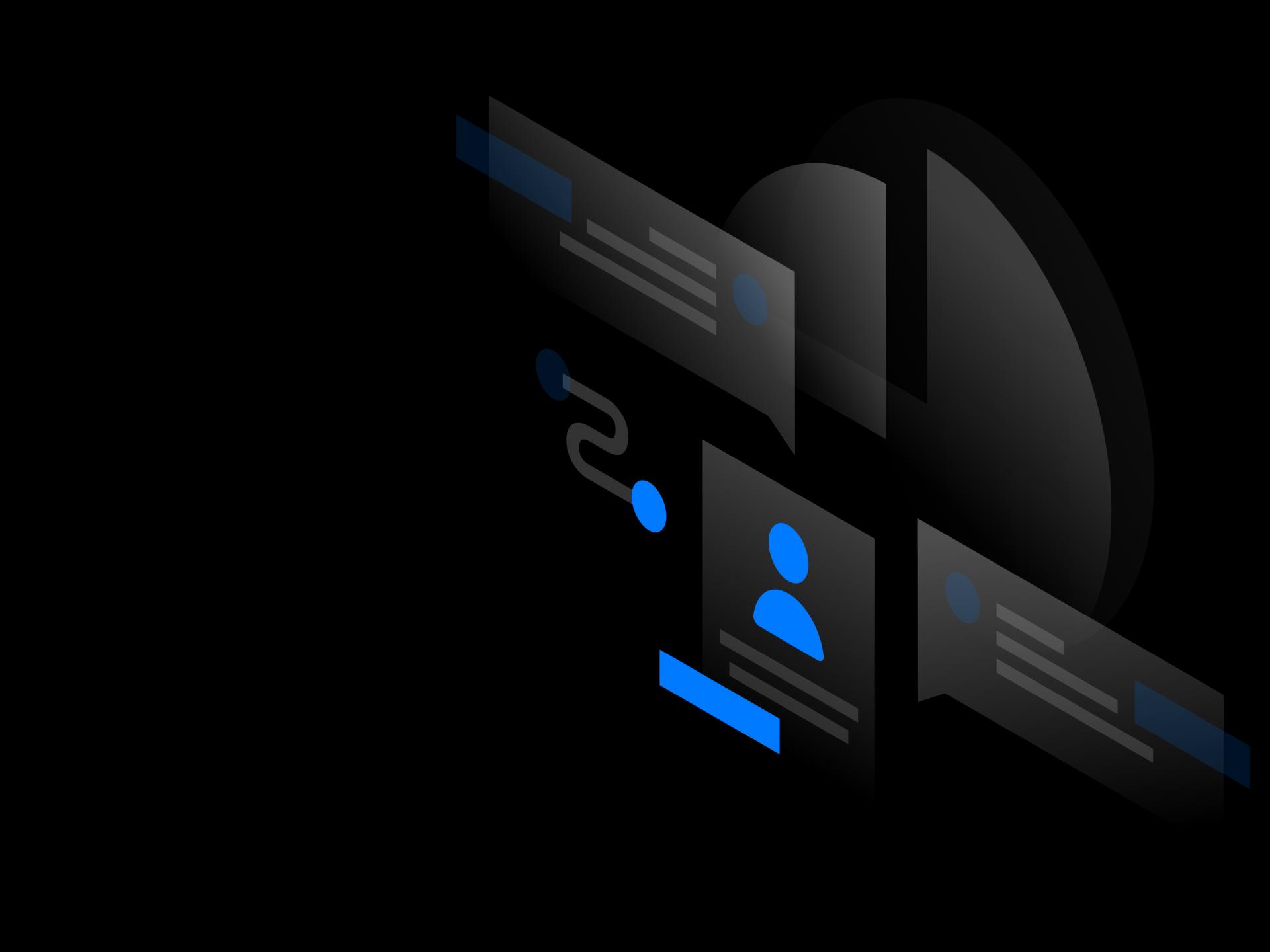 Infographic illustrating EQ4ALL’s AI-powered user data processing framework. A central user profile card is connected to multiple data panels, visualizing digital identity management and information integration. The dark-themed interface with network-style connections represents secure authentication, data integration, and an AI-driven platform architecture.