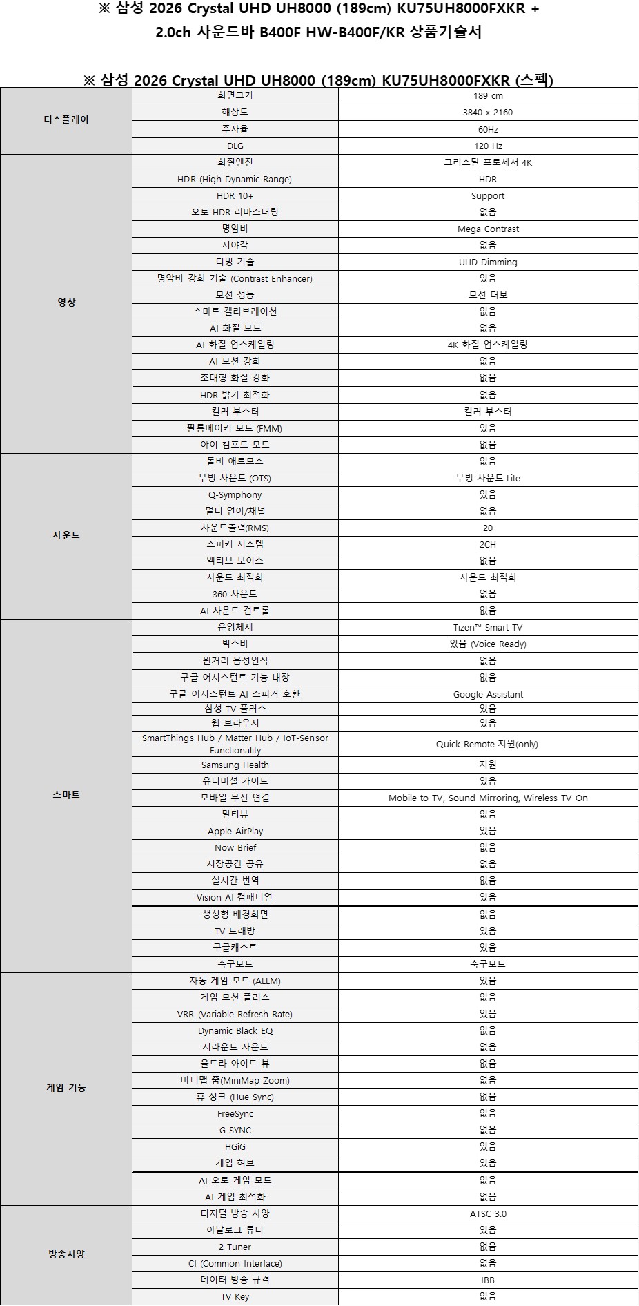 [5더블] 삼성 75인치 UHD TV+사운드바
