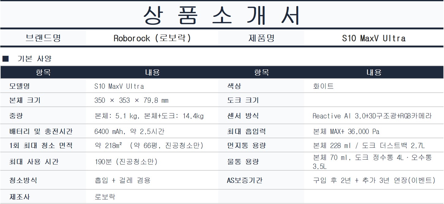 [5트리플] 로보락 S10 MaxV Ultra (화이트)로봇청소기 + H60 Hub Ultra 무선청소기