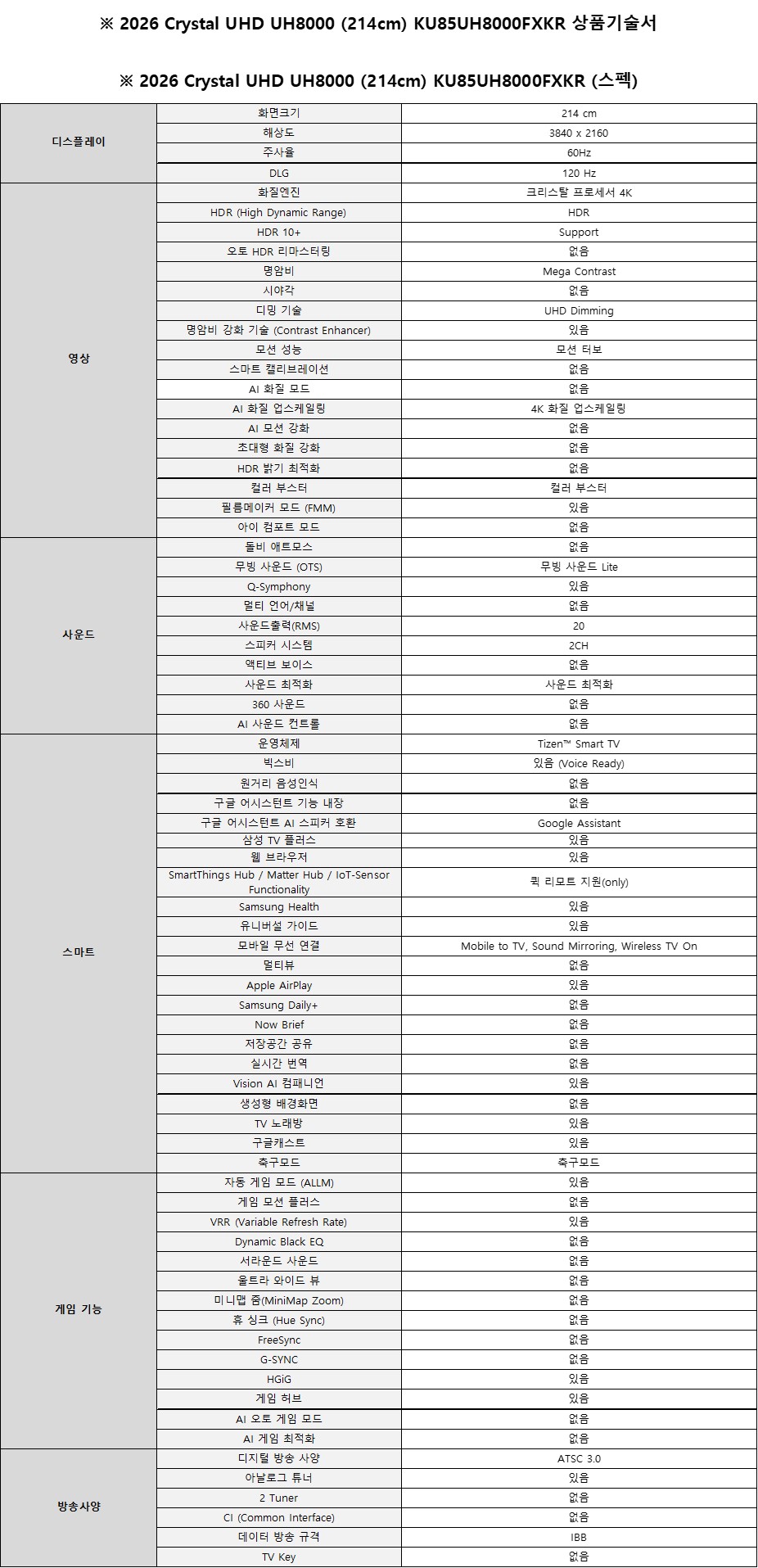 [330 x4] 삼성 85'' UHD TV + 사운드바