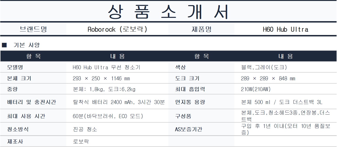 [5싱글] 로보락 H60 Hub Ultra 무선청소기+블루벤트ID 음식물처리기(화이트)