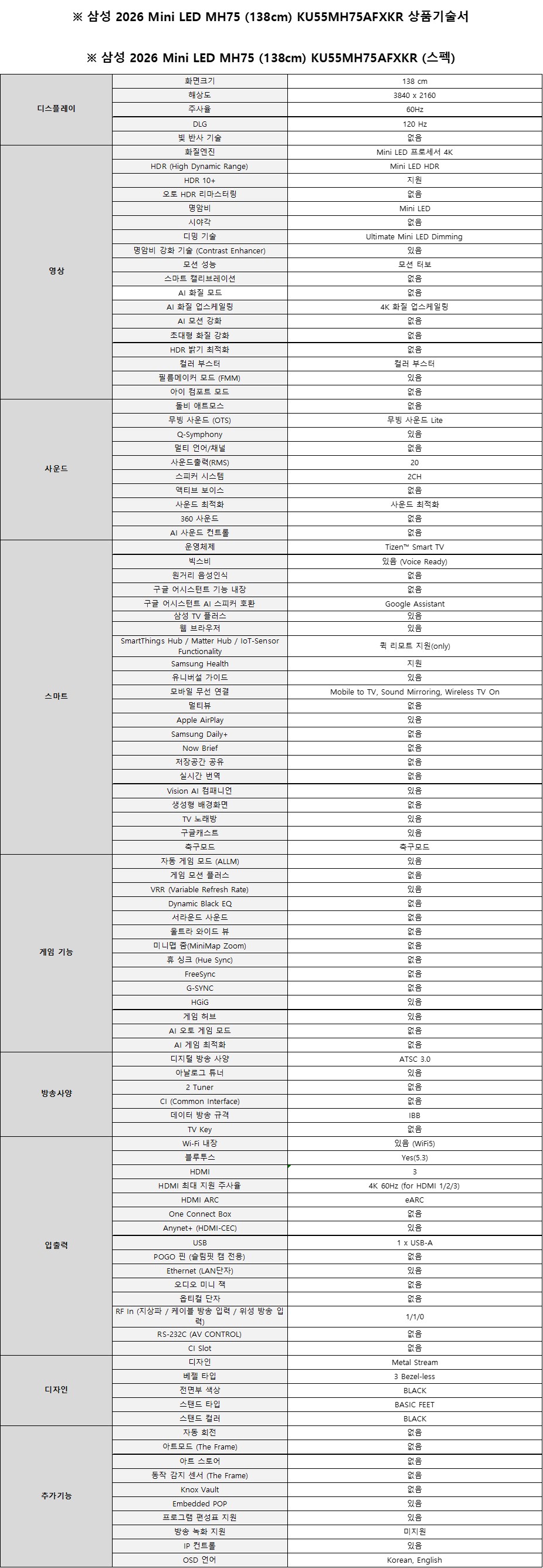 [330 x2] 삼성 55" miniLED TV