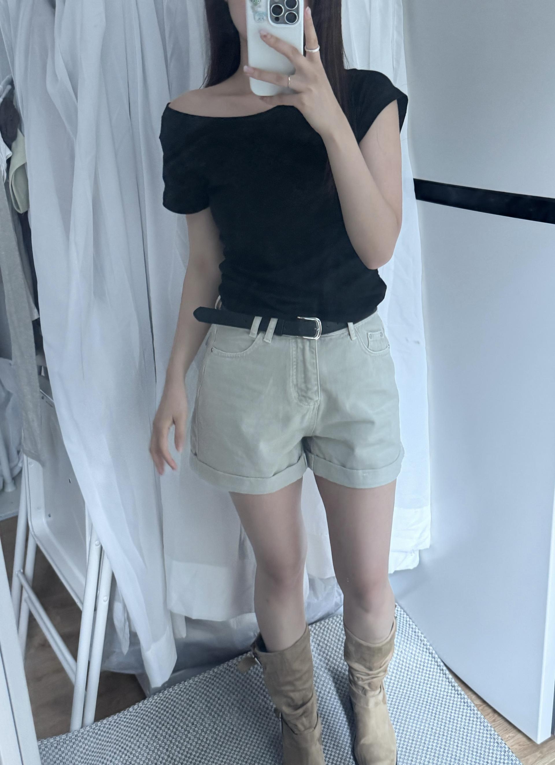 (당일발송-M) 마제 벨트 롤업 숏 팬츠 - 3color/2size
