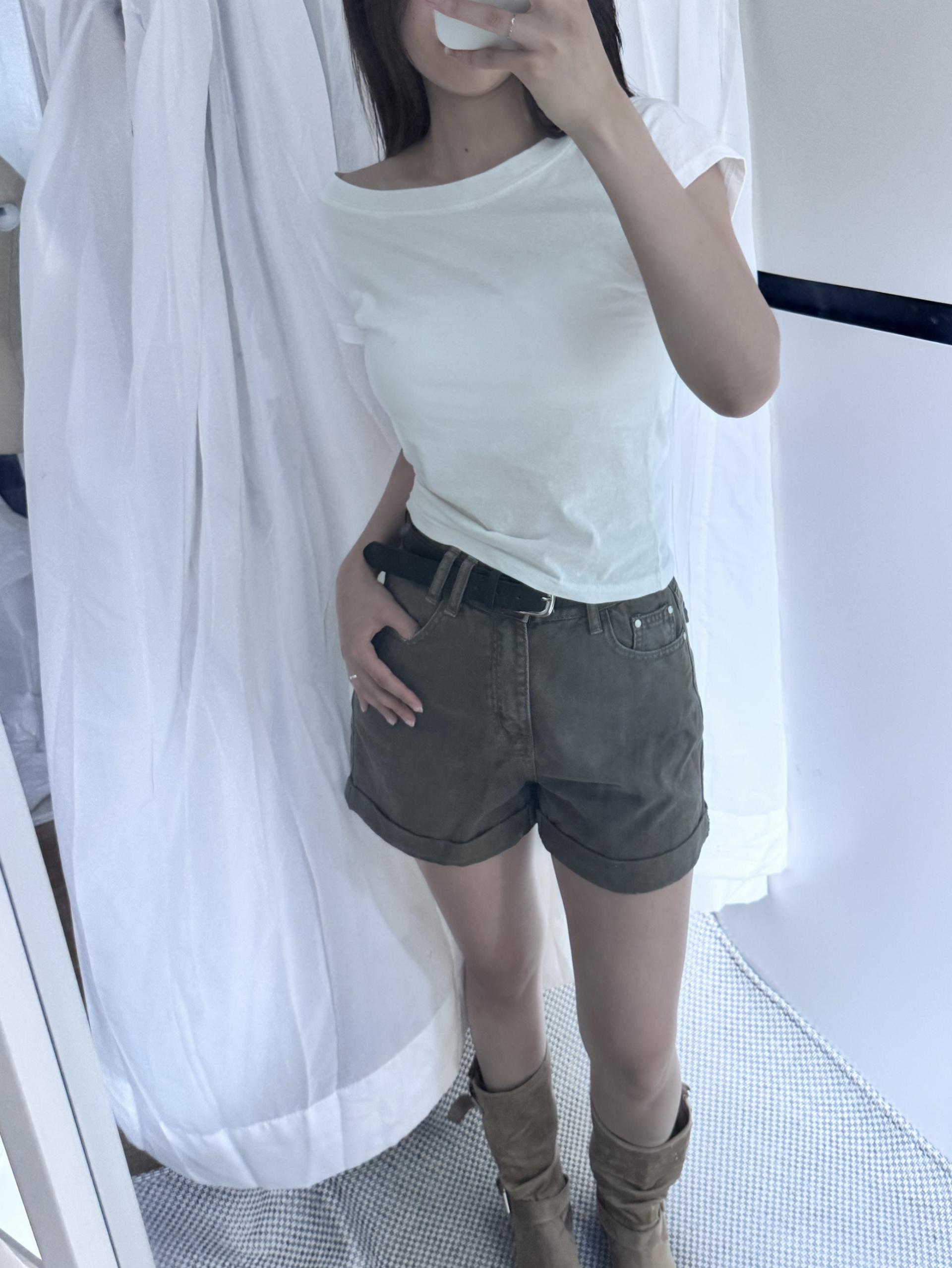 (당일발송-M) 마제 벨트 롤업 숏 팬츠 - 3color/2size