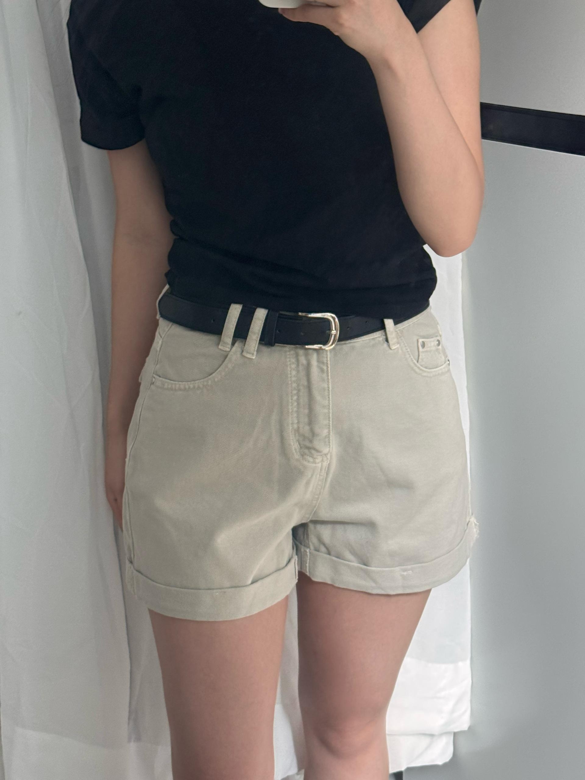 (당일발송-M) 마제 벨트 롤업 숏 팬츠 - 3color/2size