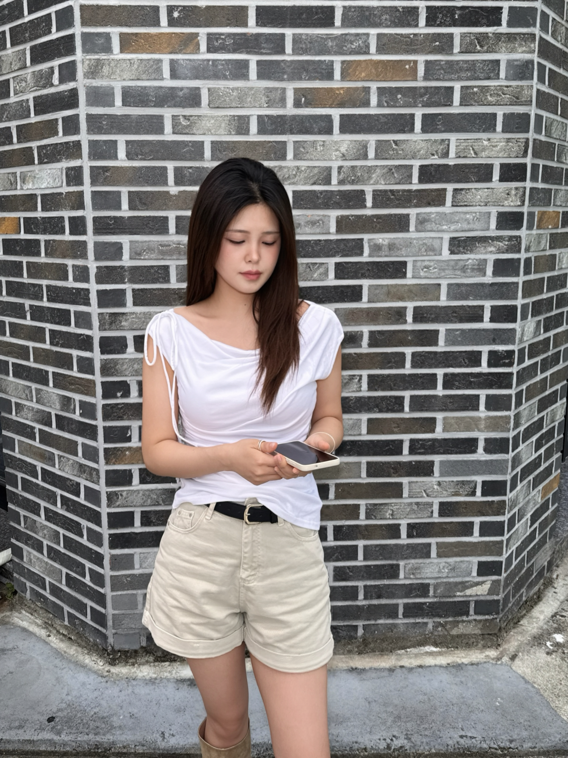 (당일발송) 오로라 셔링 리본 티 - 2color