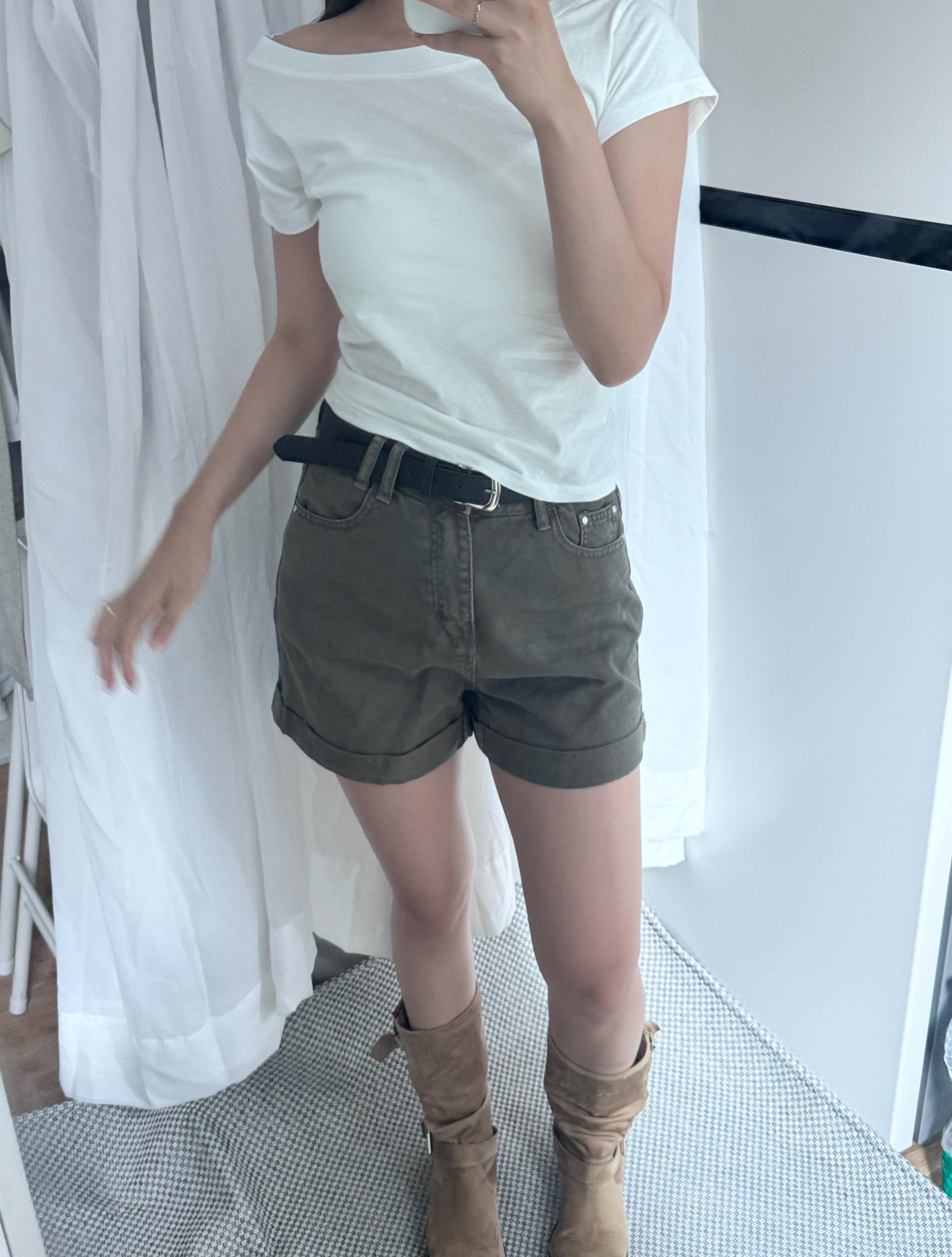 (당일발송-M) 마제 벨트 롤업 숏 팬츠 - 3color/2size