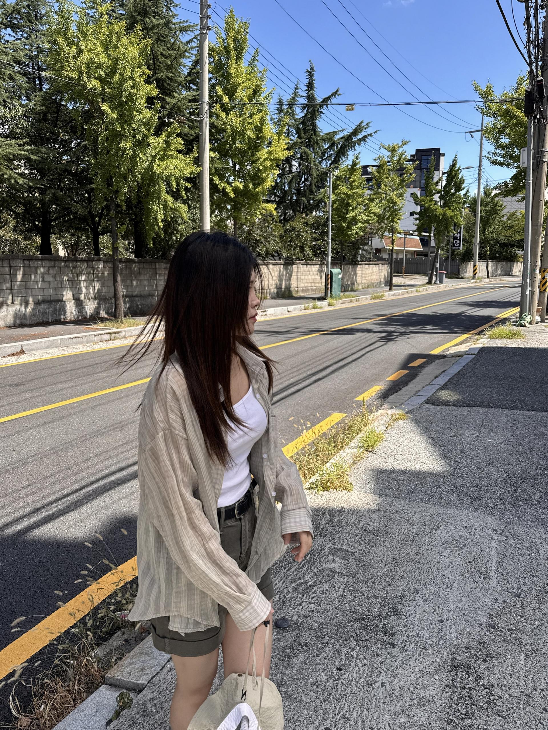 (당일발송) 베이 체크 긴팔 시스루 셔츠 - 2color