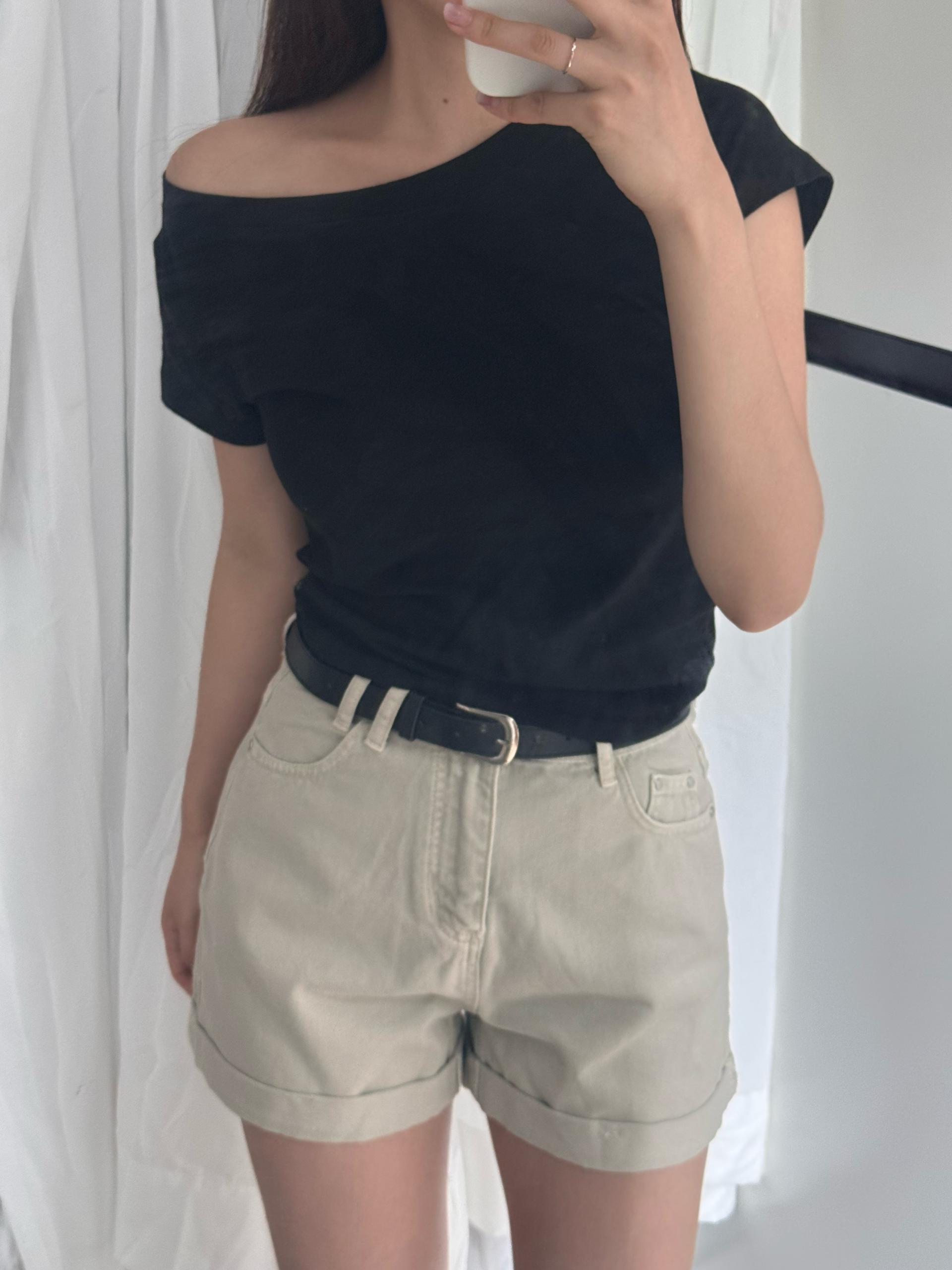 (당일발송-M) 마제 벨트 롤업 숏 팬츠 - 3color/2size