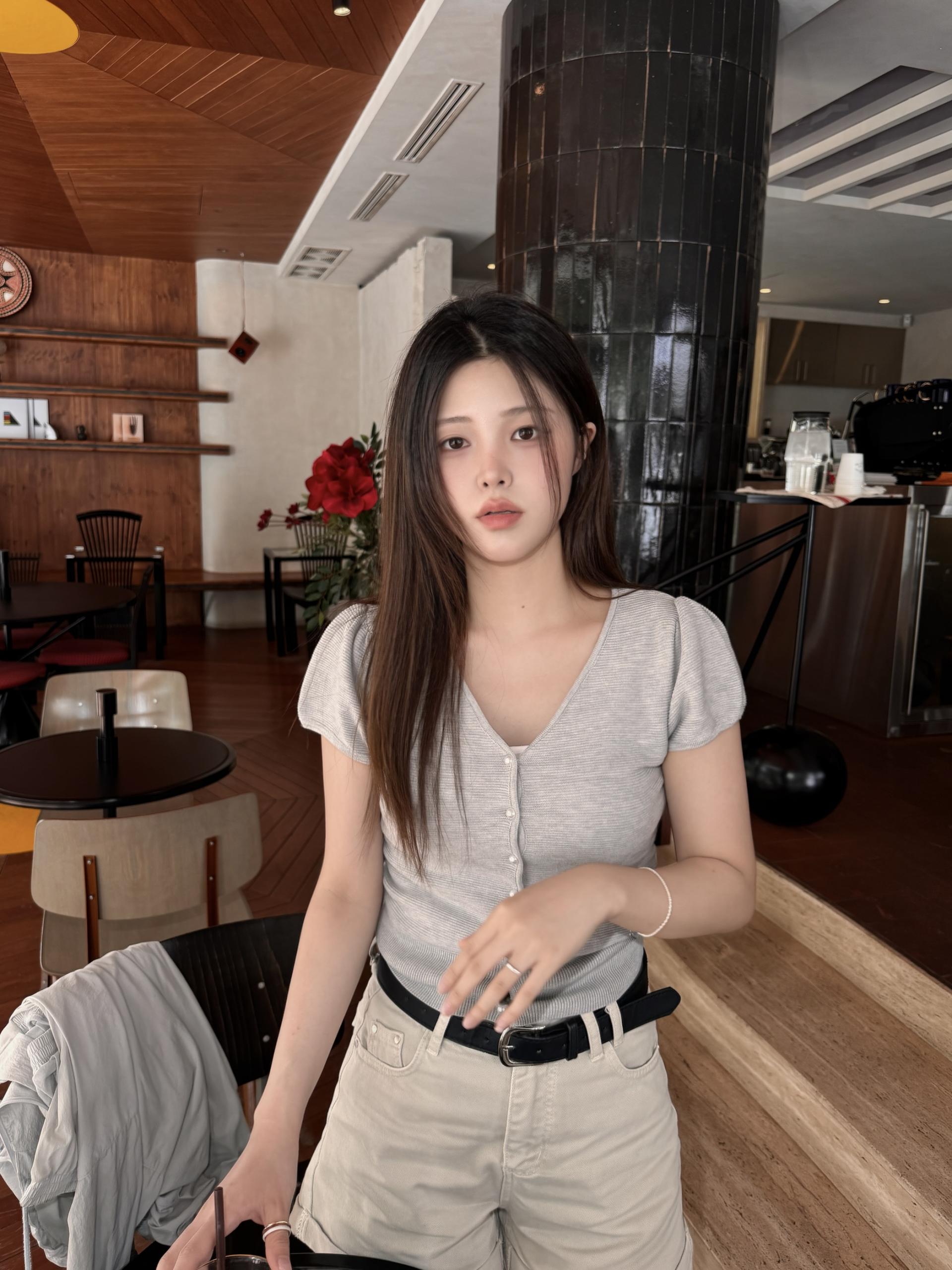 (당일발송) 리브 퍼프 반팔 가디건 - 2color