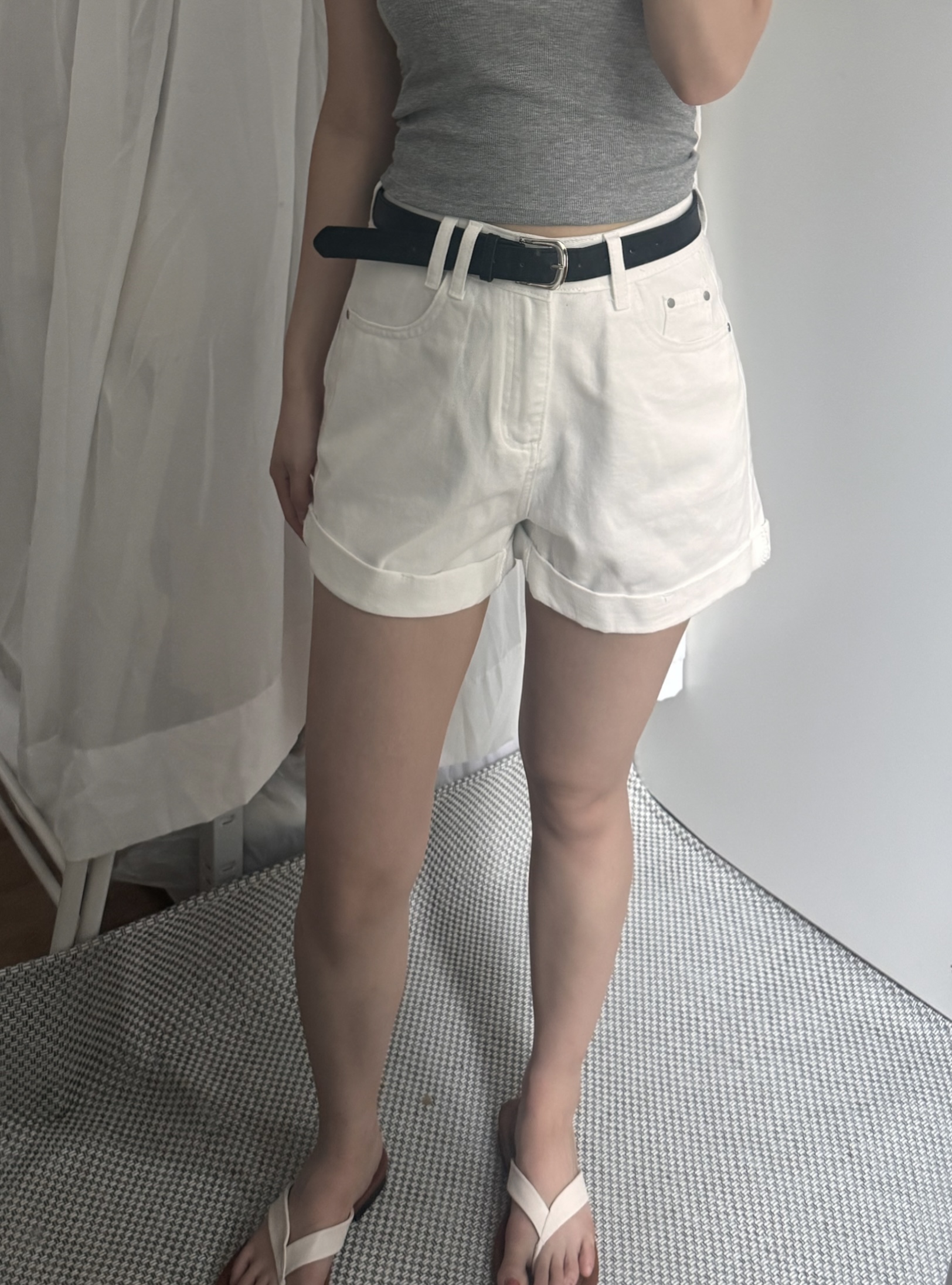 (당일발송-M) 마제 벨트 롤업 숏 팬츠 - 3color/2size
