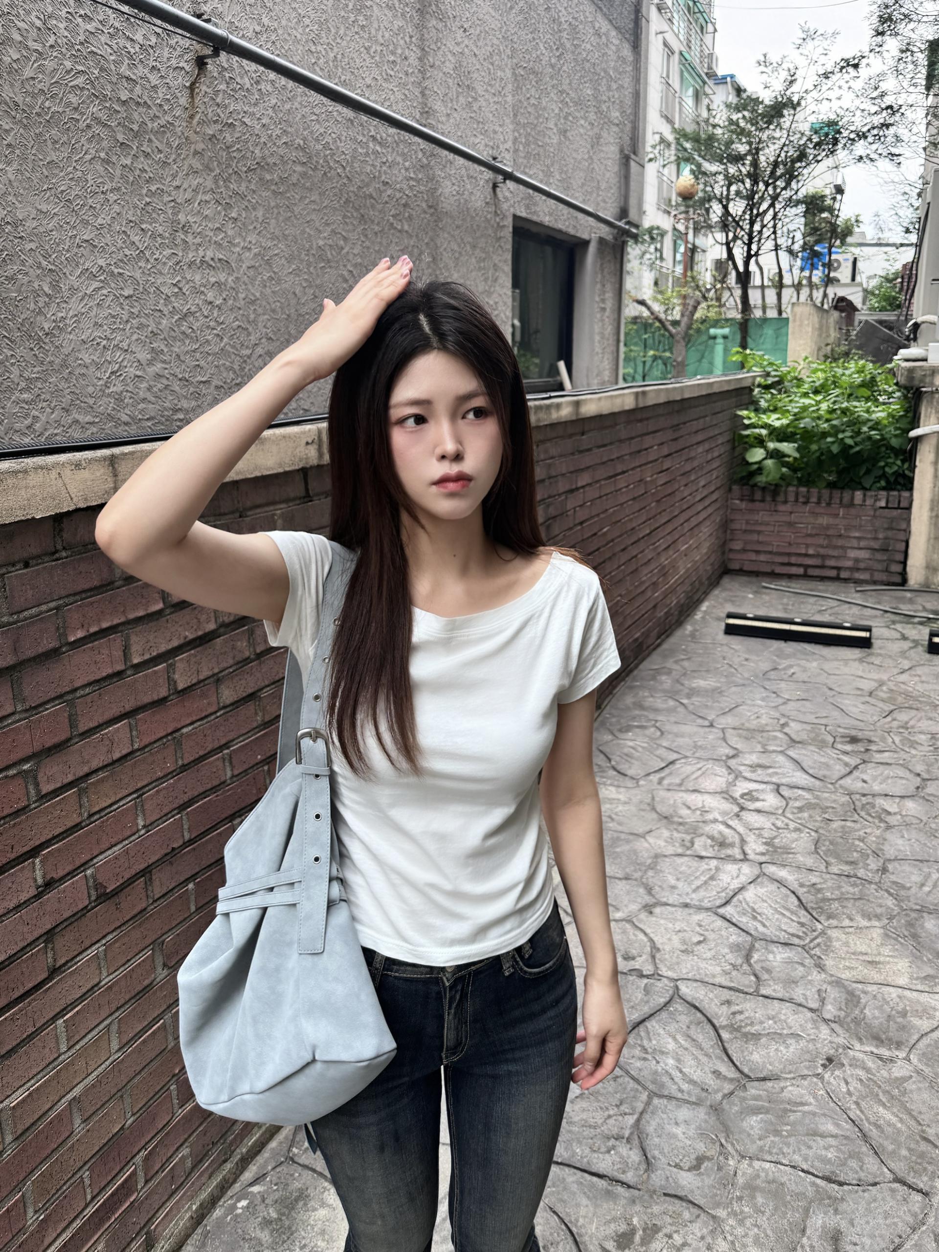 키노 오프숄더 반팔 티 - 4color