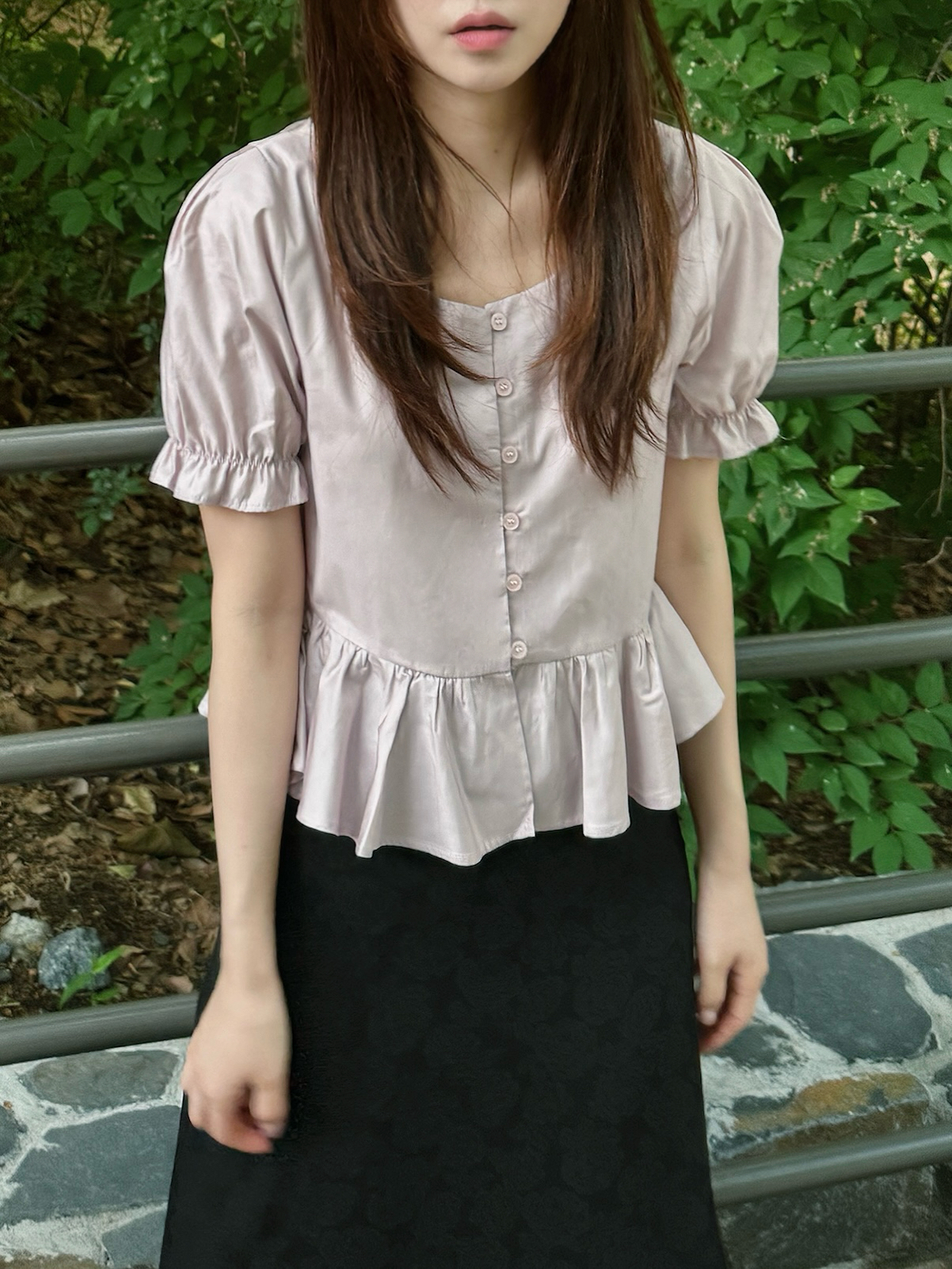 [made] (당일발송) 오뜨 셔링 버튼 블라우스 - 3color